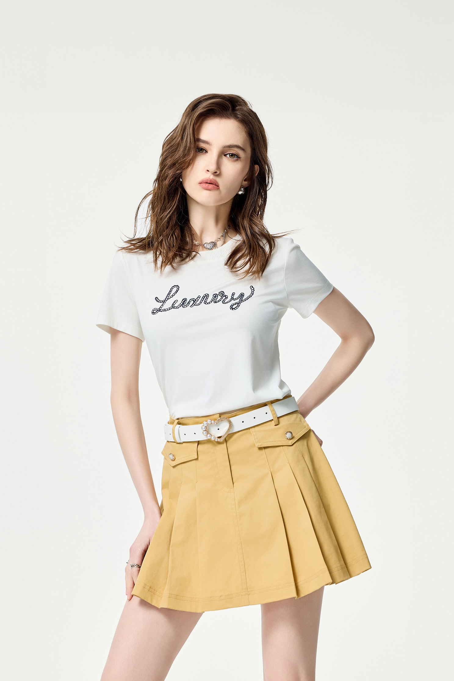 Front Slogan Short Sleeve TeeFront Slogan Short Sleeve Tee,T-shirts,Tops,Embroidered,Season (SS) Look,White tops