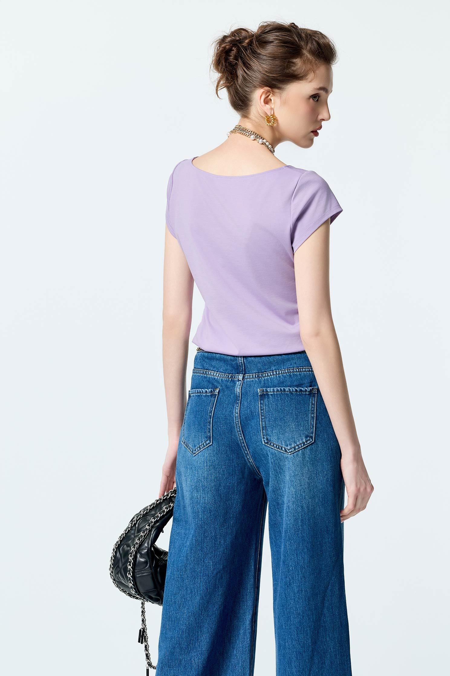 Short Sleeve Shirring Detail TeeShort Sleeve Shirring Detail Tee,Tops,Season (SS) Look,White tops