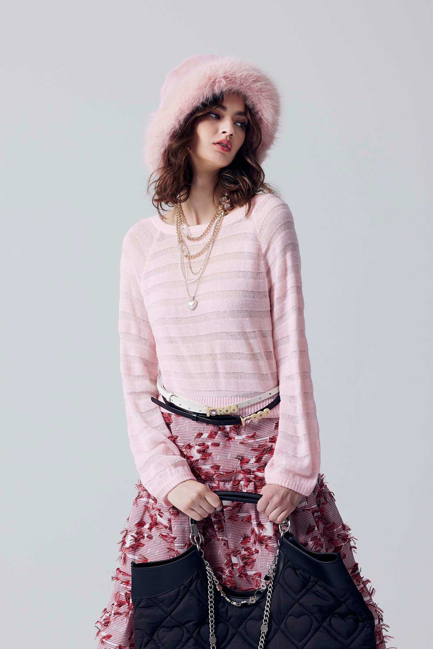 Long Sleeve Pink Knit TopLong Sleeve Pink Knit Top,Tops,Stripe,Season (AW) Look,Knitted,Knitted tops,Knitted tops