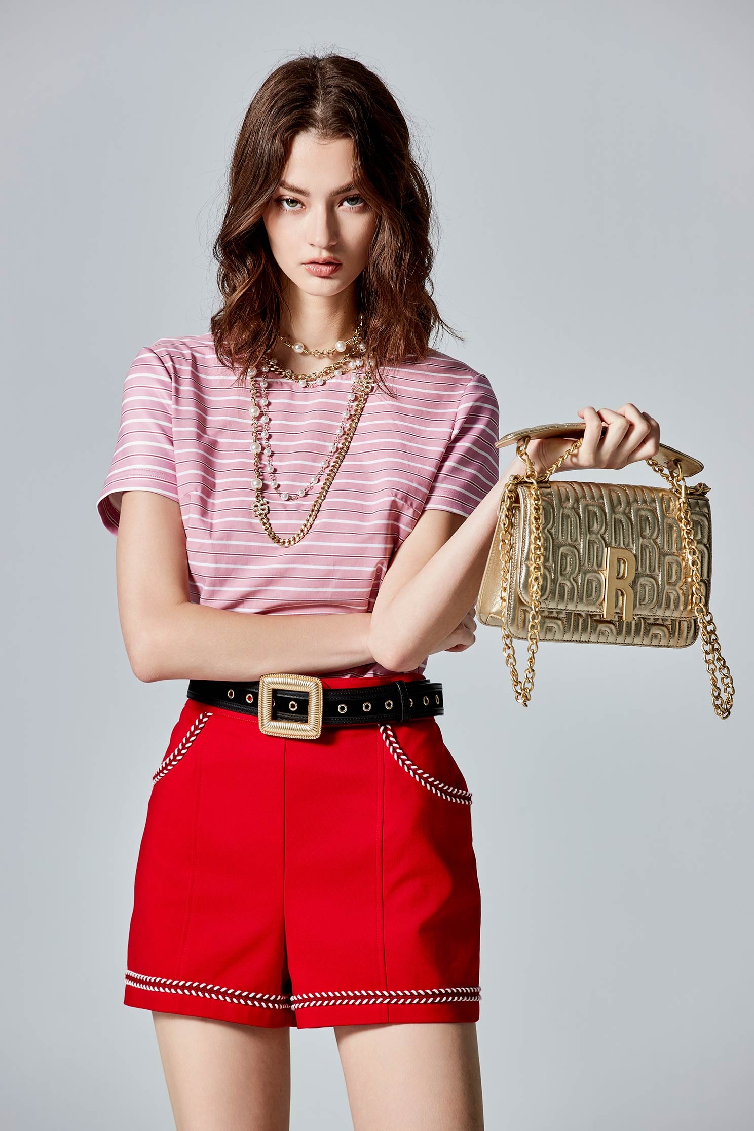 Stripe Print Short Sleeve Pink TopStripe Print Short Sleeve Pink Top,T-shirts,Tops,Stripe,Season (AW) Look