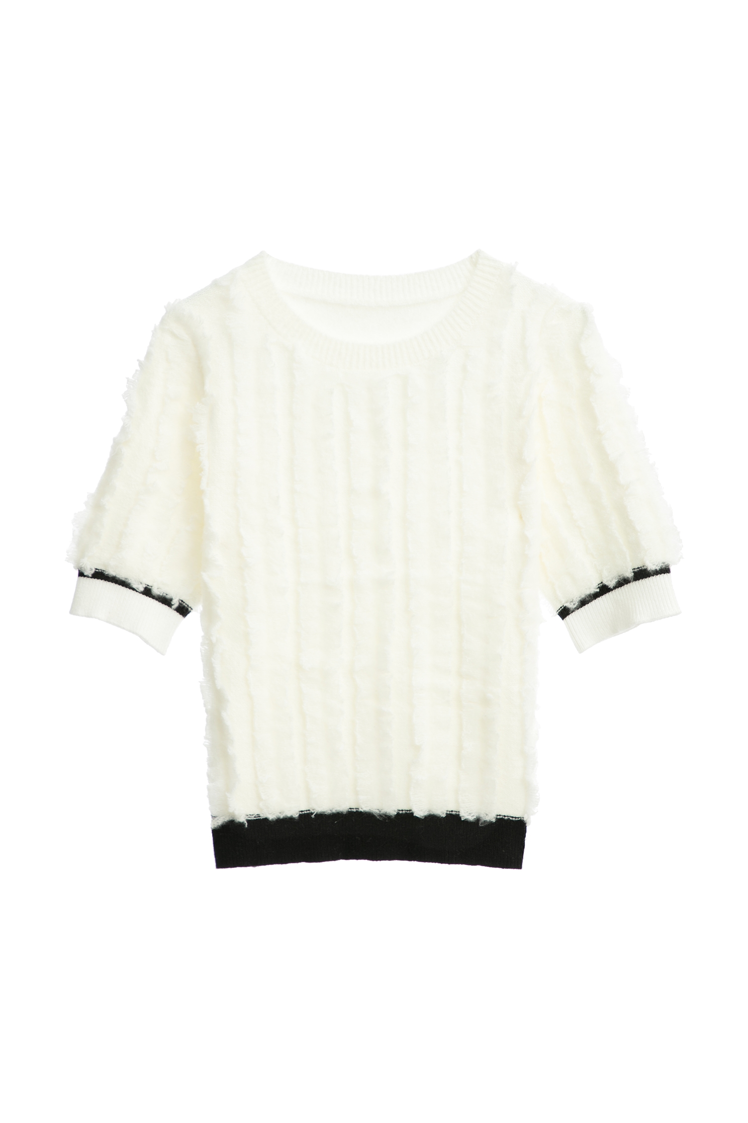 Fringe Knit Top With Contrast Trim detailFringe Knit Top With Contrast Trim detail,Tops,Season (AW) Look,Knitted,Knitted tops,Knitted tops