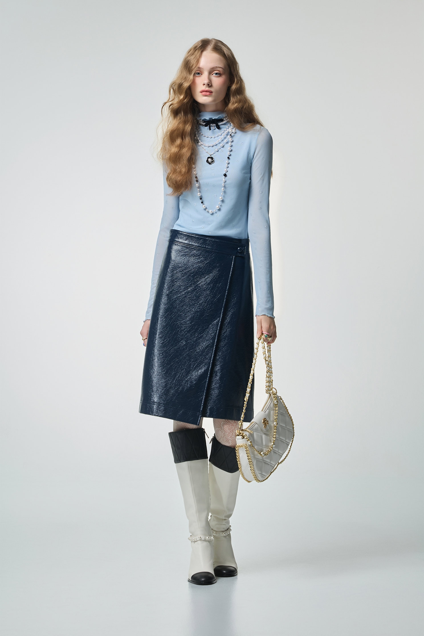 Blue Turtleneck Long Sleeve TopBlue Turtleneck Long Sleeve Top,Tops,Season (AW) Look,Turtleneck tops