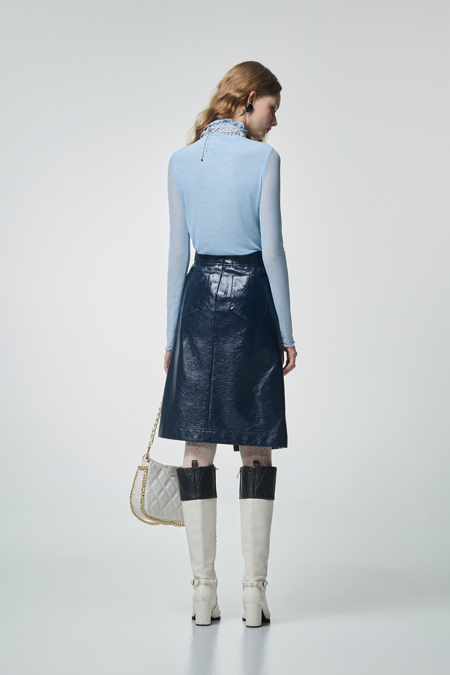 Blue Turtleneck Long Sleeve TopBlue Turtleneck Long Sleeve Top,Tops,Season (AW) Look,Turtleneck tops