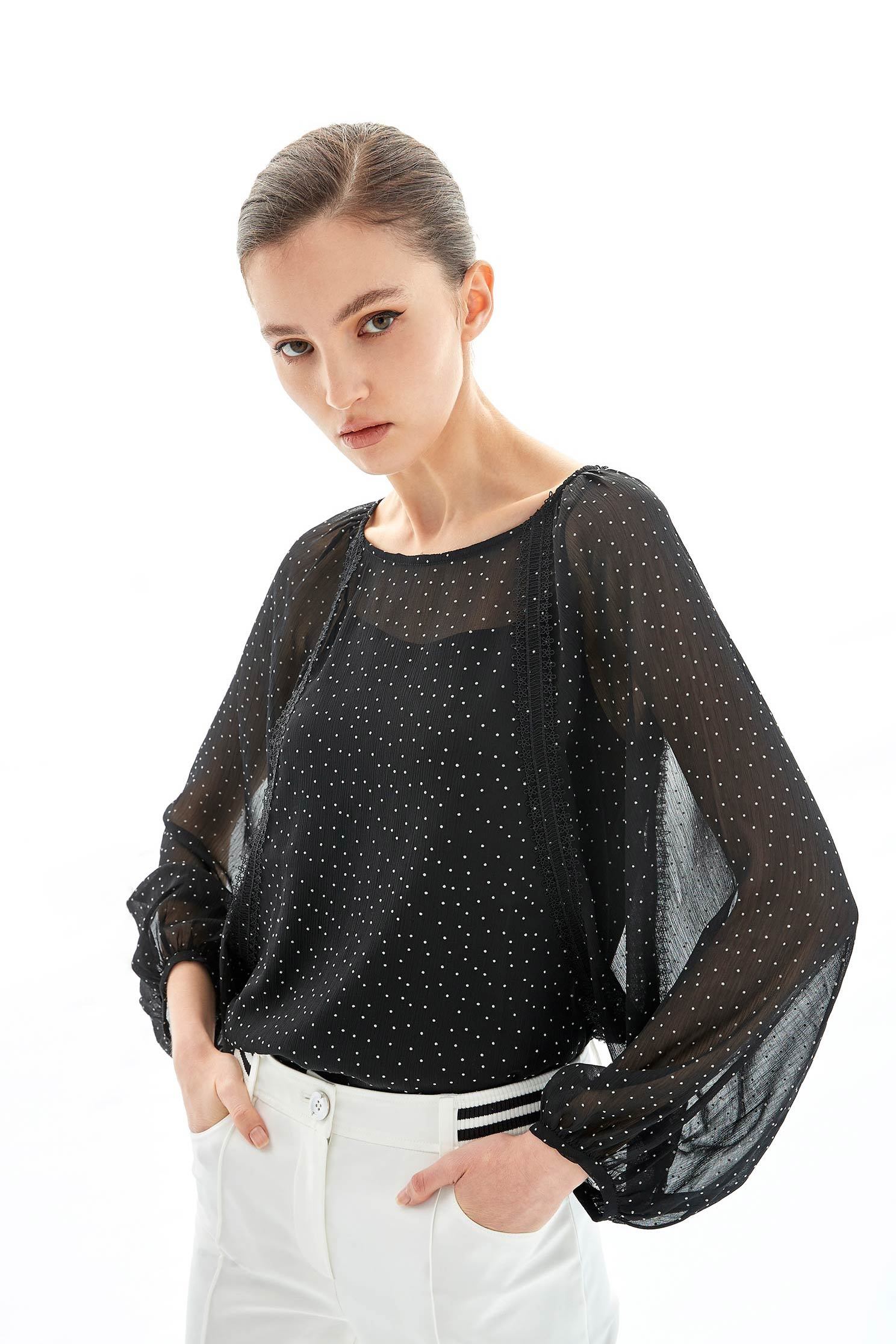 Floating Willow Dot TopFloating willow dot top,Tops,Rayon,mothergift,dotcollection,Trends,Season (AW) Look,Thin straps,sleeveless tops,Lace,Long sleeve tops,black tops