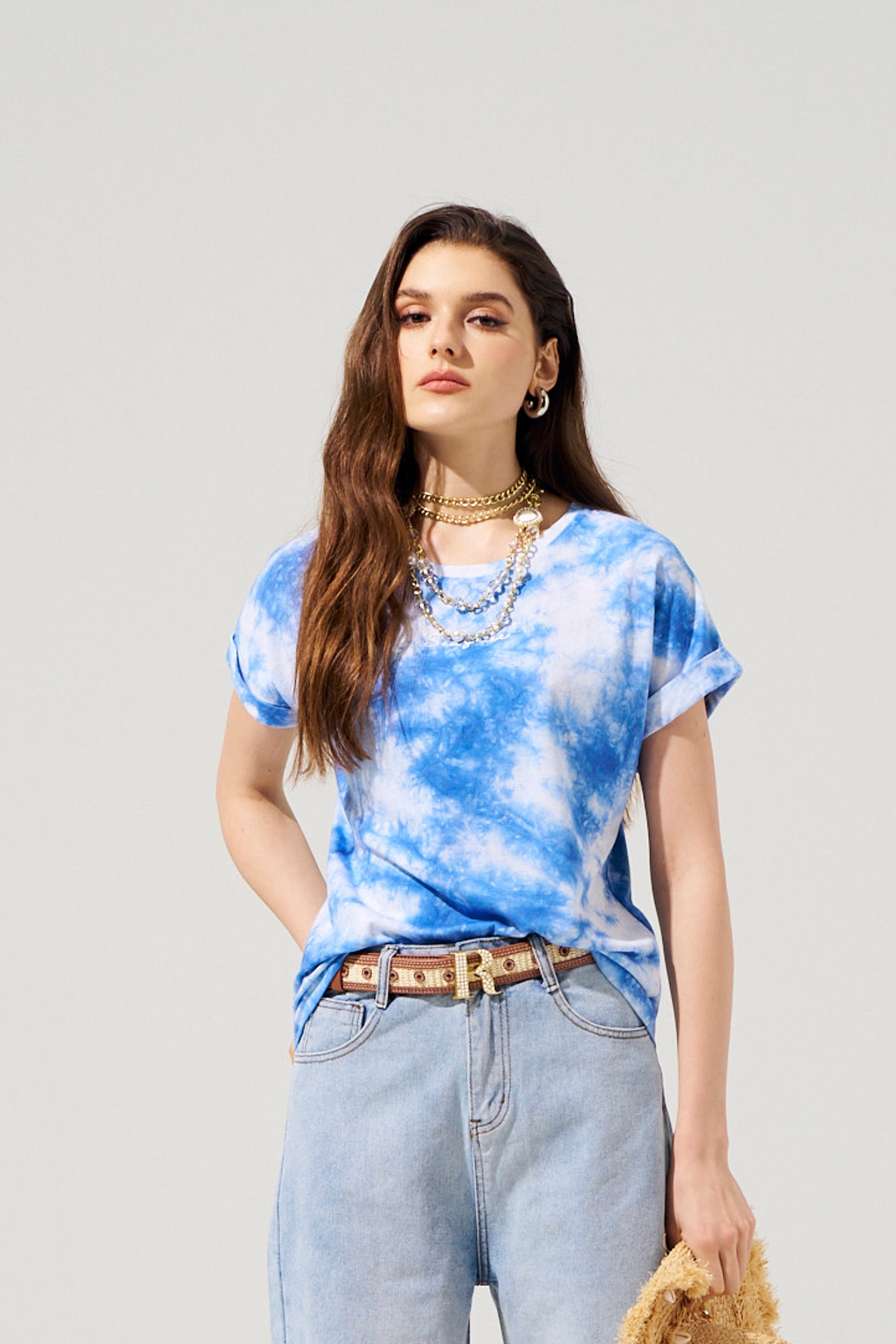 Tie Dye Short Sleeve TeeTie Dye Short Sleeve Tee,T-shirts,Tops,Embroidered,Season (SS) Look