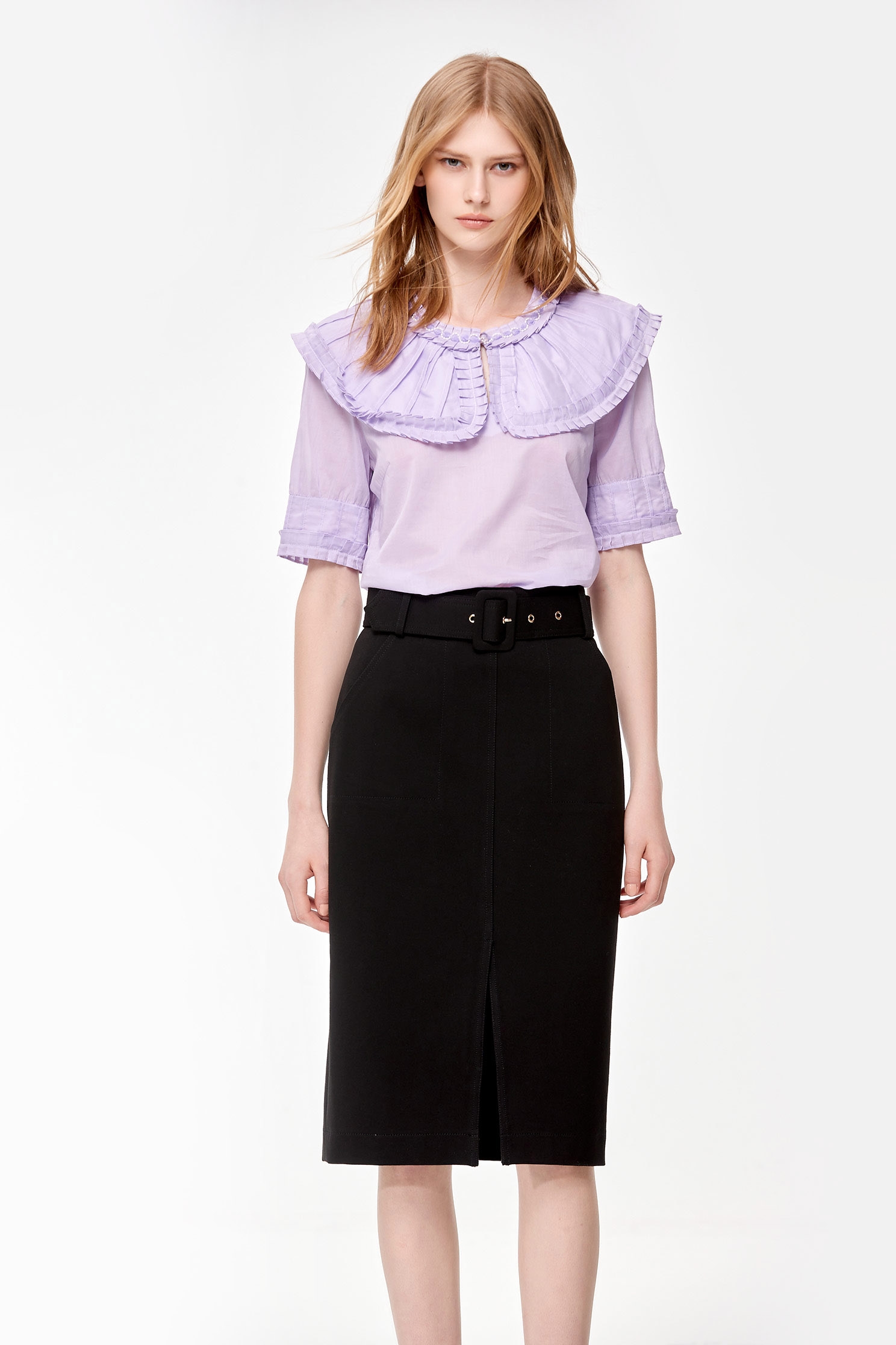 Wide Peter Pan Collar Purple TopWide Peter Pan Collar Purple Top,Tops,Season (SS) Look,Cotton