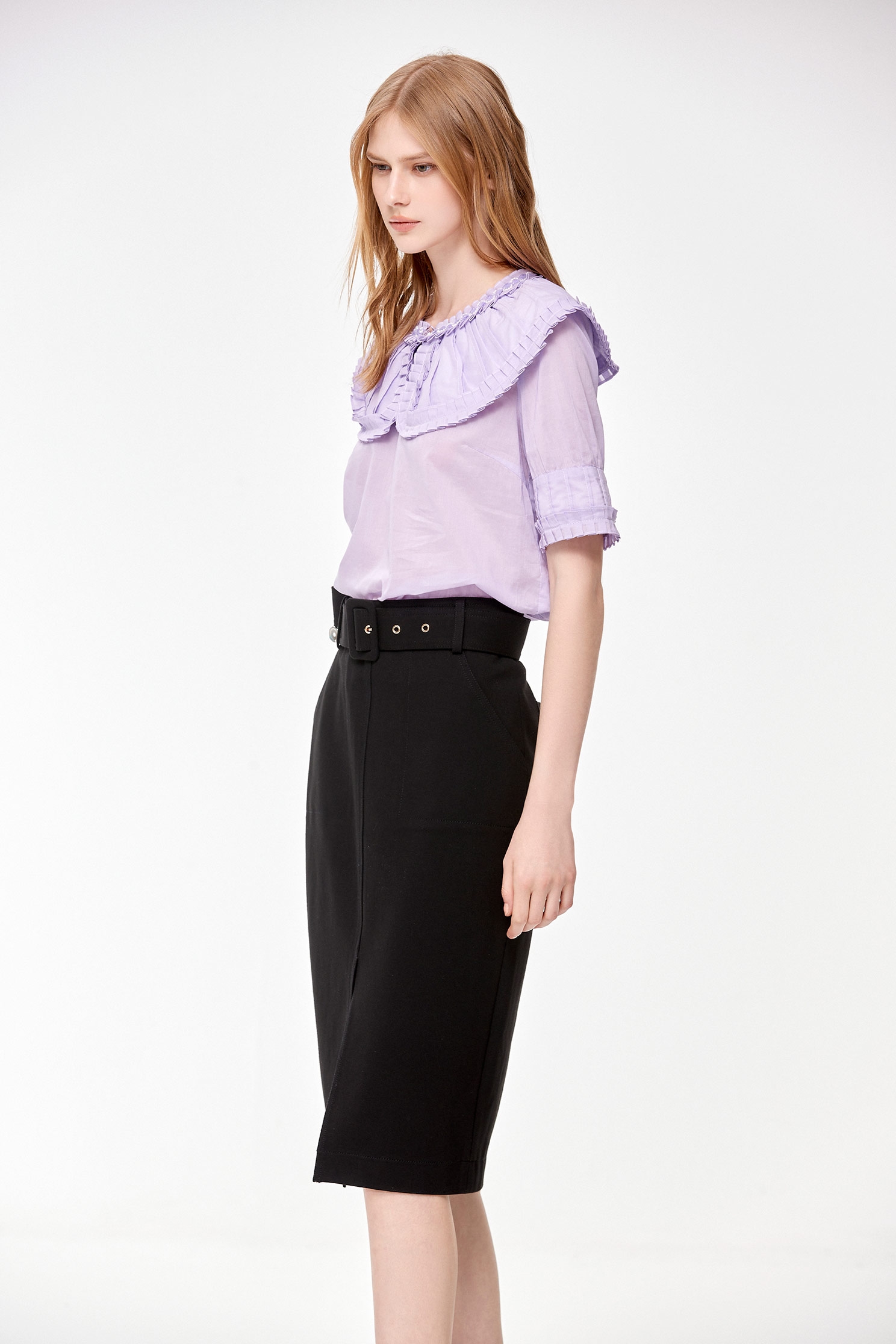 Wide Peter Pan Collar Purple TopWide Peter Pan Collar Purple Top,Tops,Season (SS) Look,Cotton