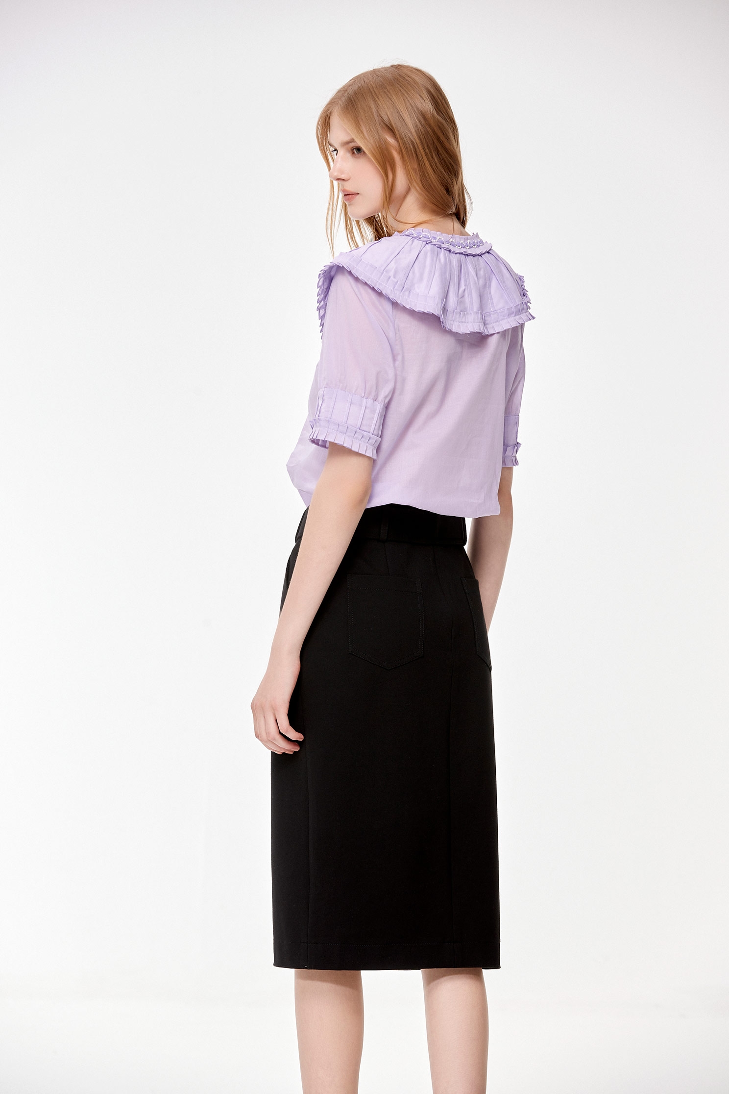 Wide Peter Pan Collar Purple TopWide Peter Pan Collar Purple Top,Tops,Season (SS) Look,Cotton