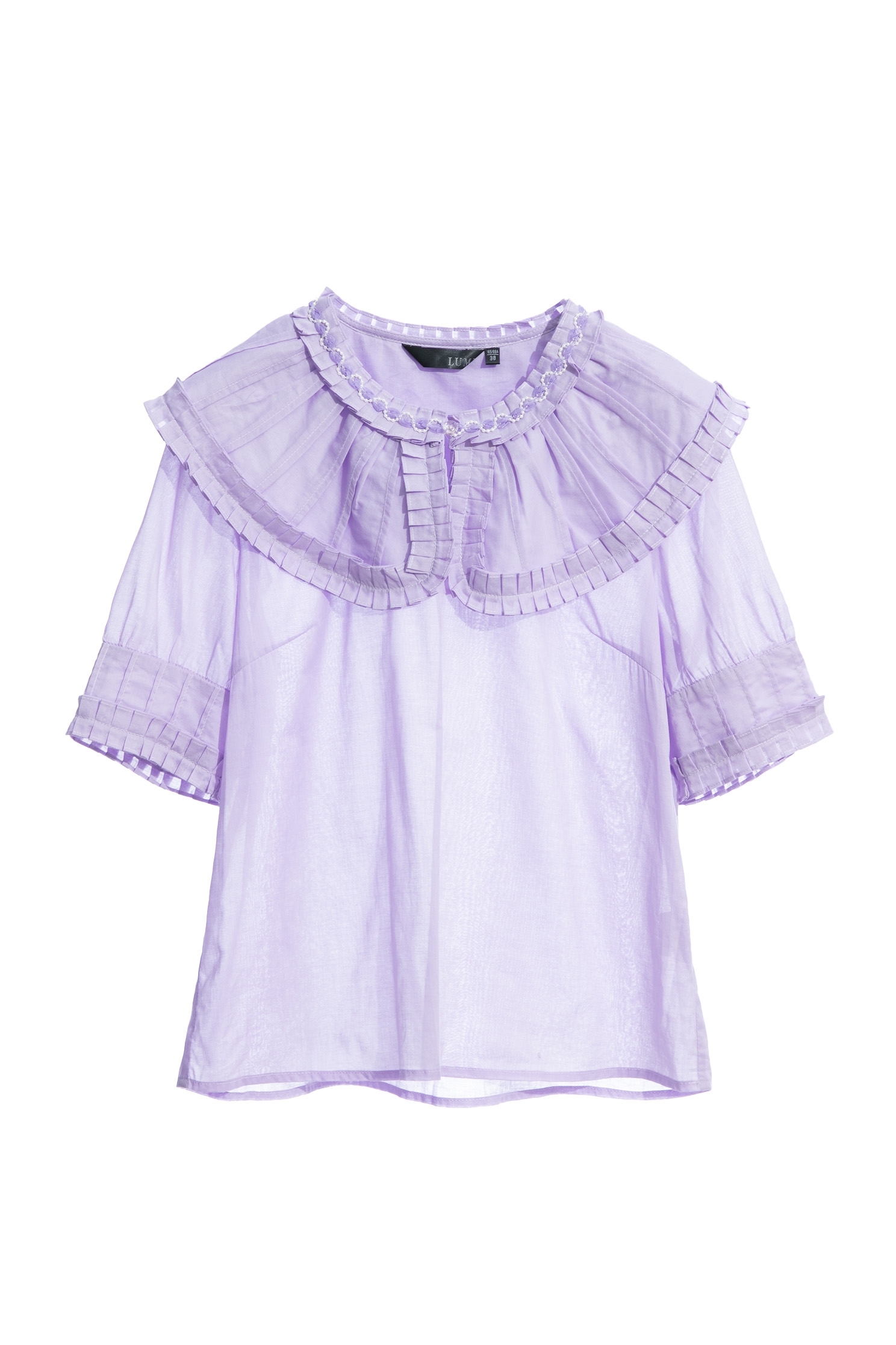 Wide Peter Pan Collar Purple TopWide Peter Pan Collar Purple Top,Tops,Season (SS) Look,Cotton