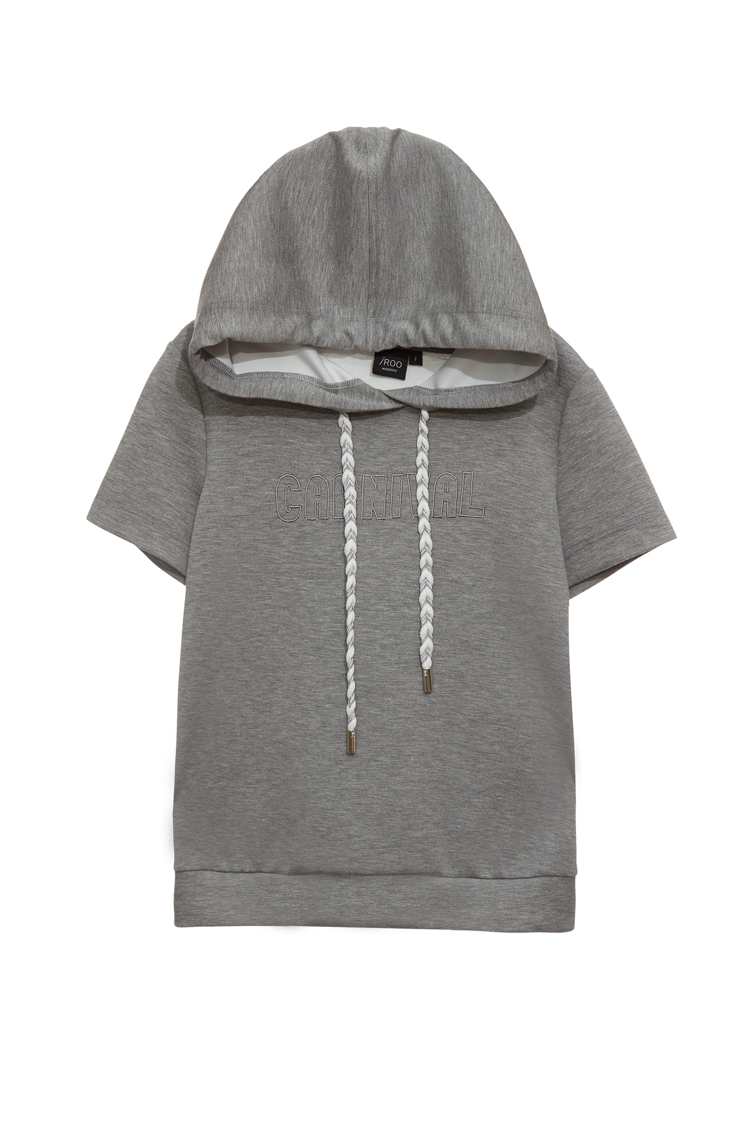 Short Sleeve Grey Hoodie TopShort Sleeve Grey Hoodie Top,Tops,Embroidered,Hoodie tops,Season (SS) Look,Embroidered tops