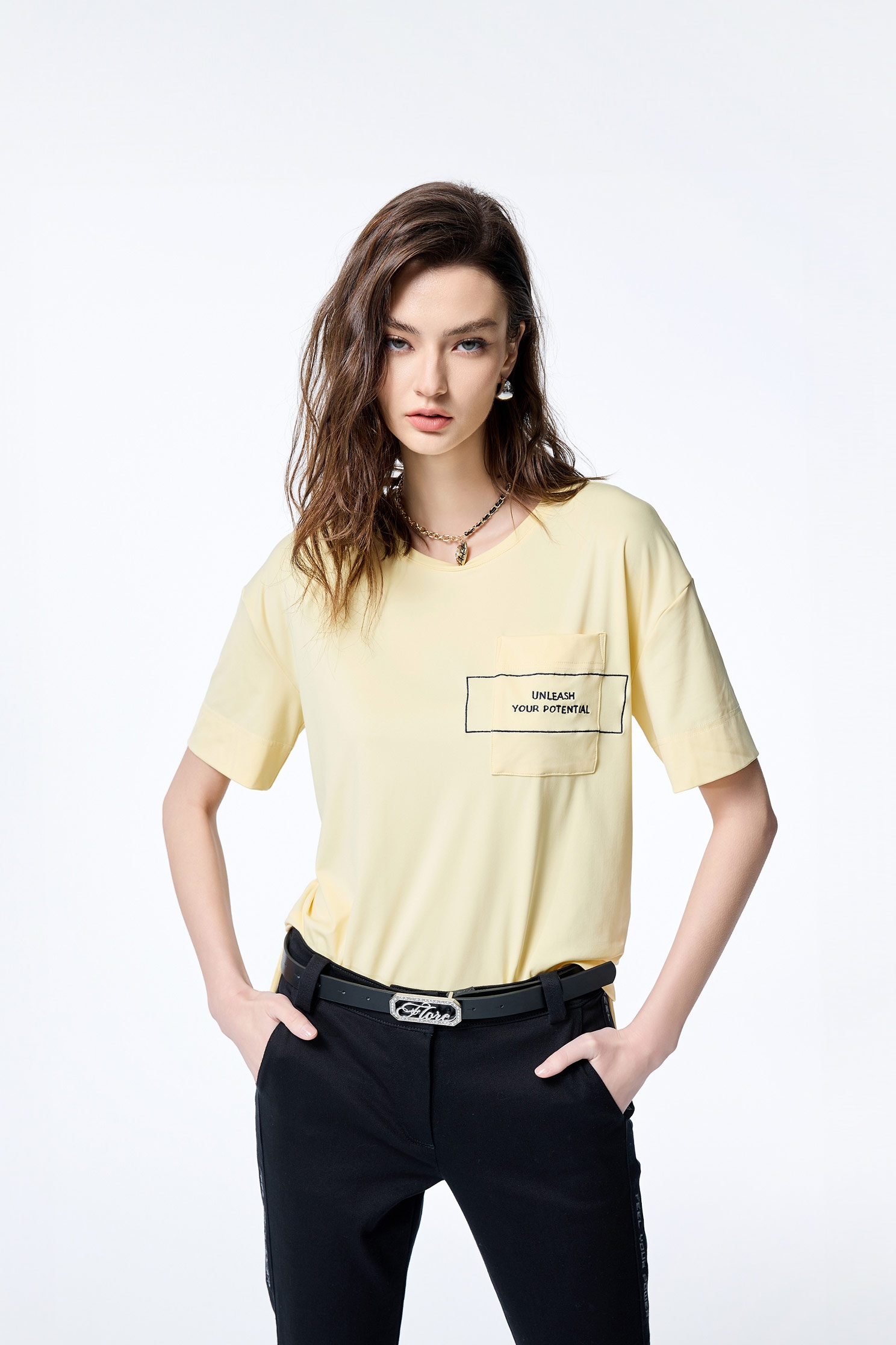 Embroidery Slogan Short Sleeve TeeEmbroidery Slogan Short Sleeve Tee,T-shirts,Tops,Embroidered,Season (SS) Look