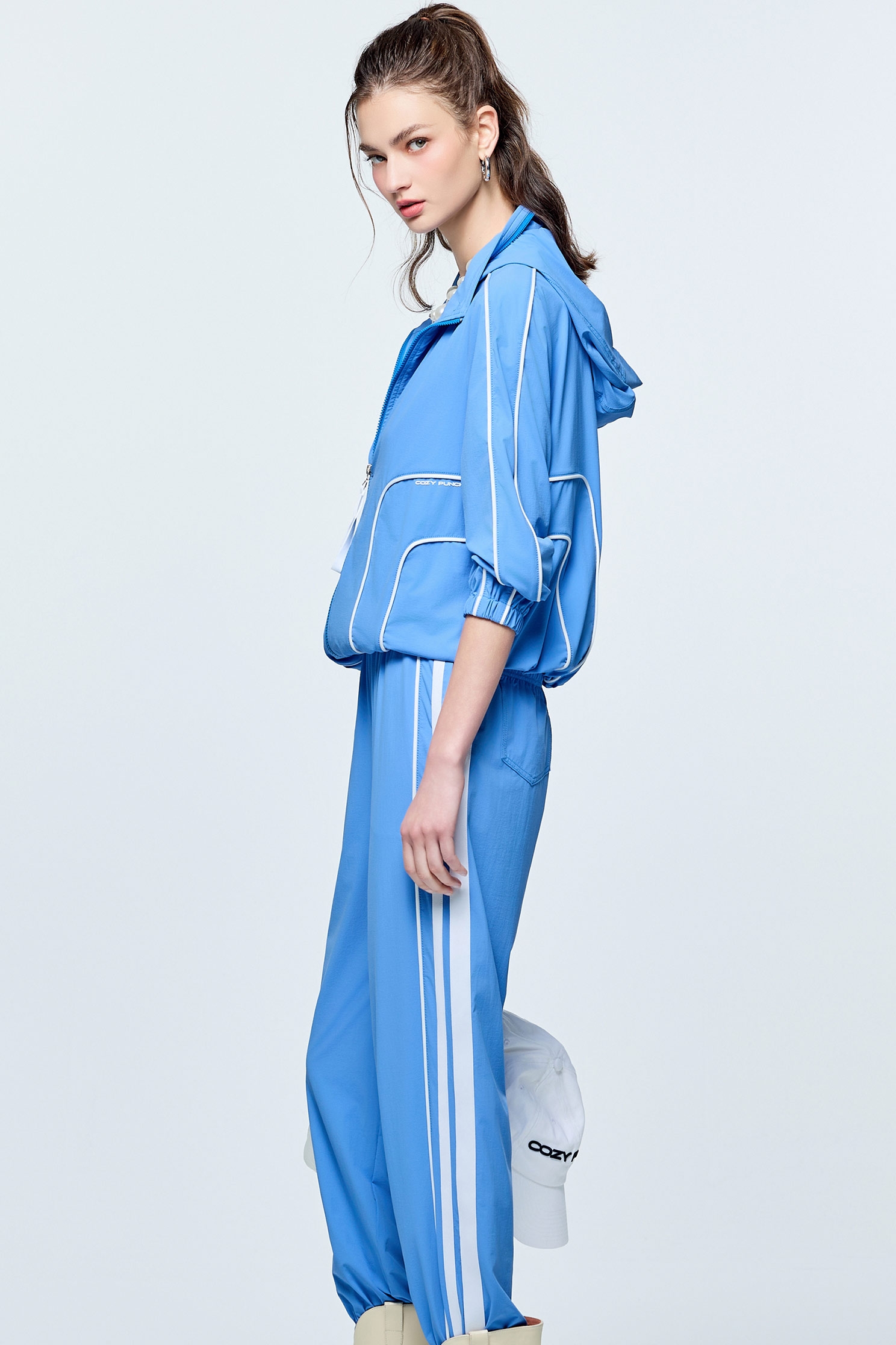 Contrast Trim Detail Sun Protection Collagen JacketSunset Coral Color Collagen Jacket,COZY PUNCH,Jackets,Outerwear,Season (SS) Look,Hoodie jackets