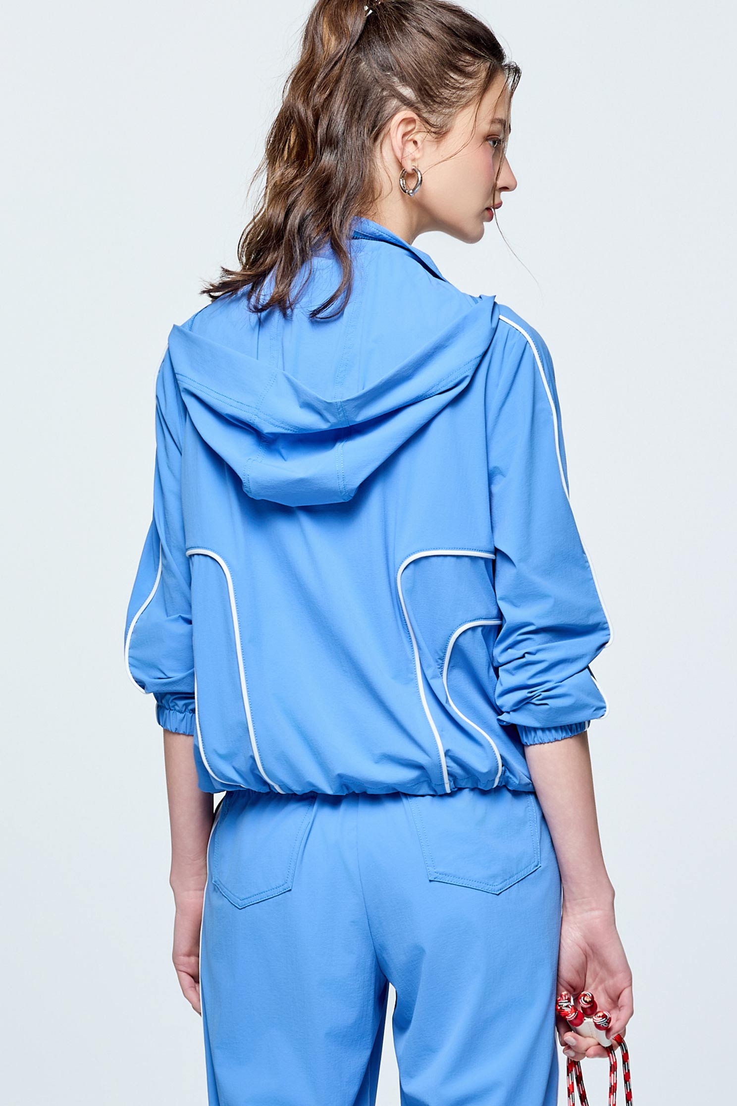 Contrast Trim Detail Sun Protection Collagen JacketSunset Coral Color Collagen Jacket,COZY PUNCH,Jackets,Outerwear,Season (SS) Look,Hoodie jackets