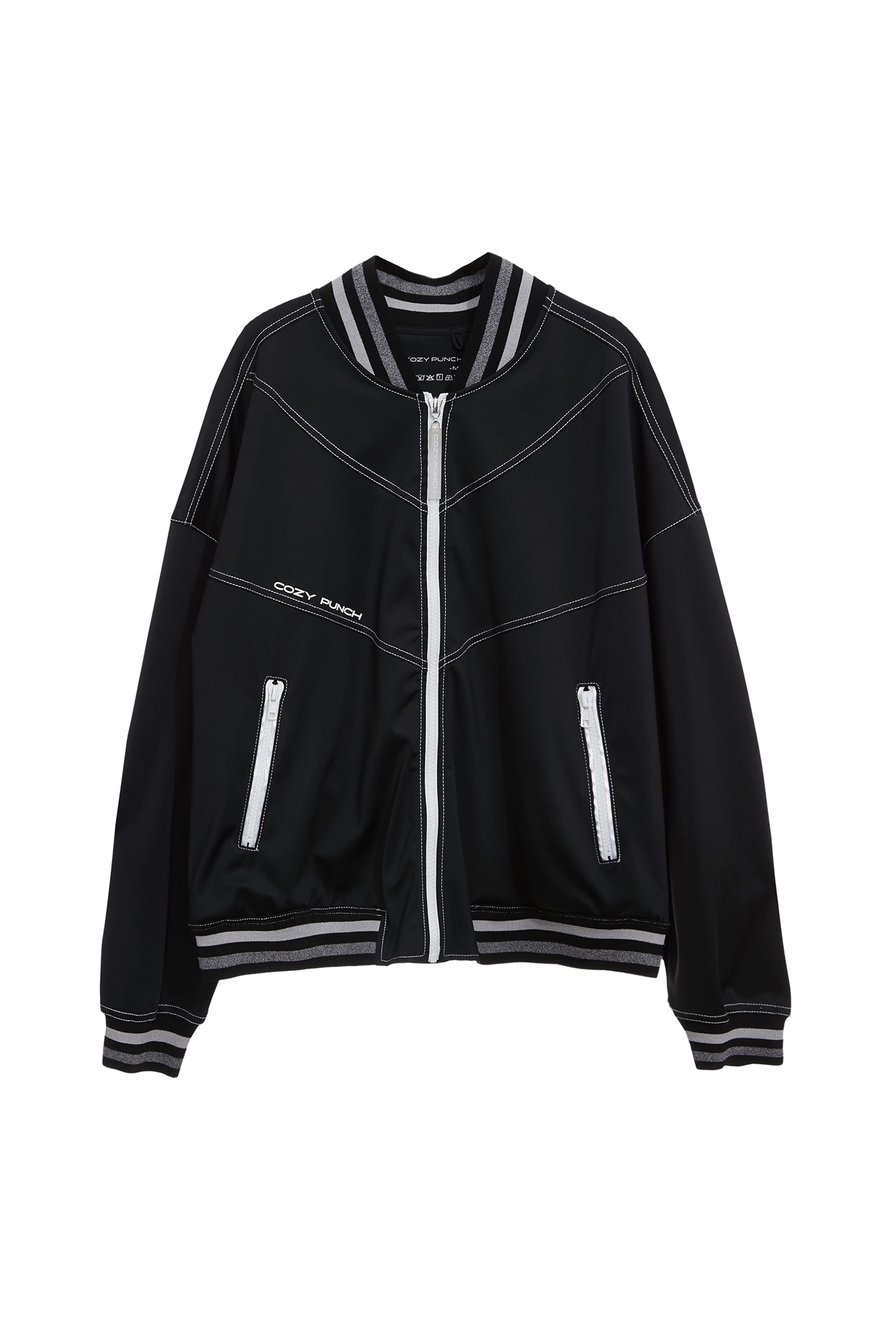 Ribbed Trim Collar Baseball JacketRibbed Trim Collar Baseball Jacket,Jackets,Outerwear,Season (AW) Look
