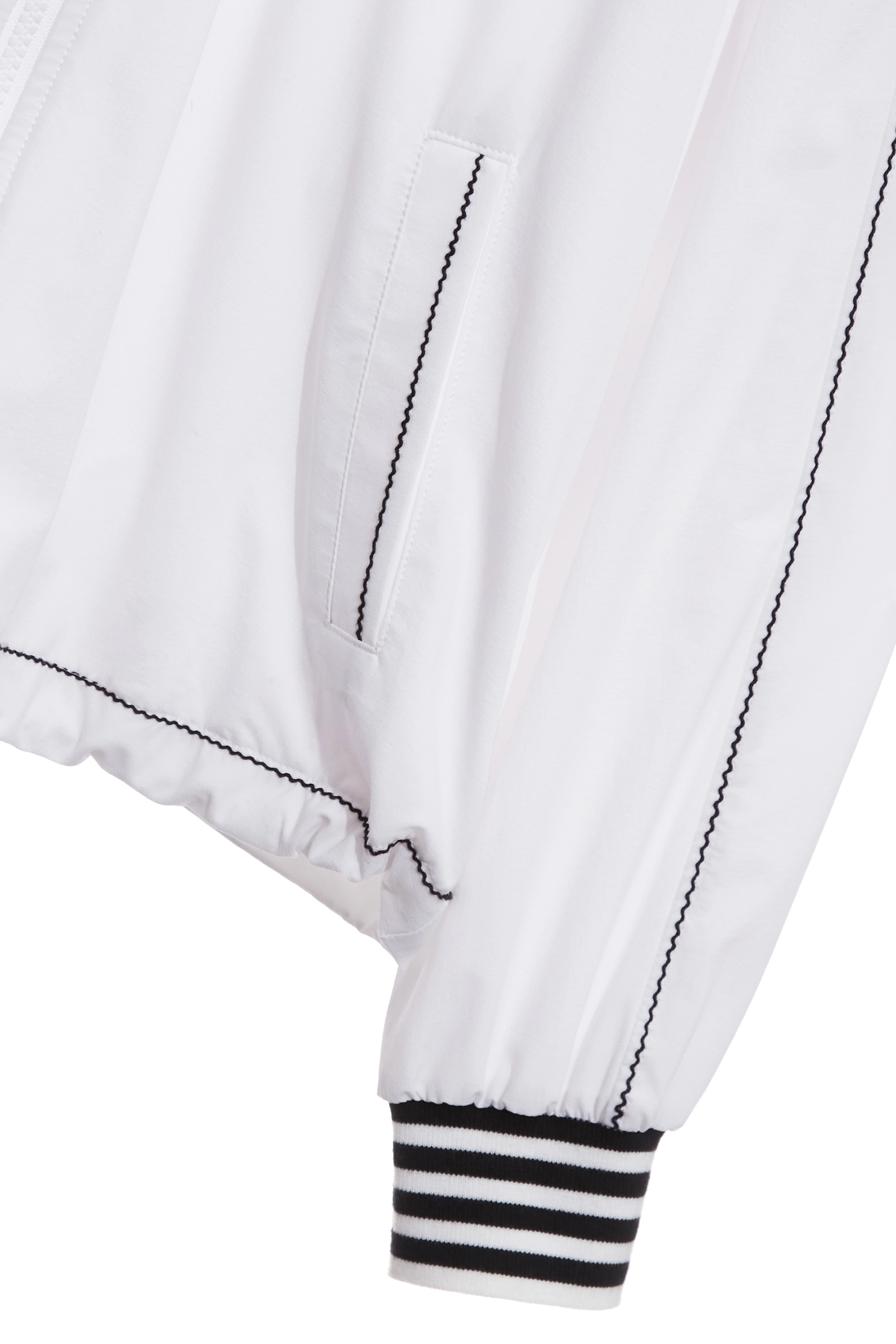 Contrast Rib Detail Sun Protection Collagen JacketOptical White Collagen Ribbed Detail Jacket,COZY PUNCH,Jackets,Outerwear,Season (SS) Look,White outerwear