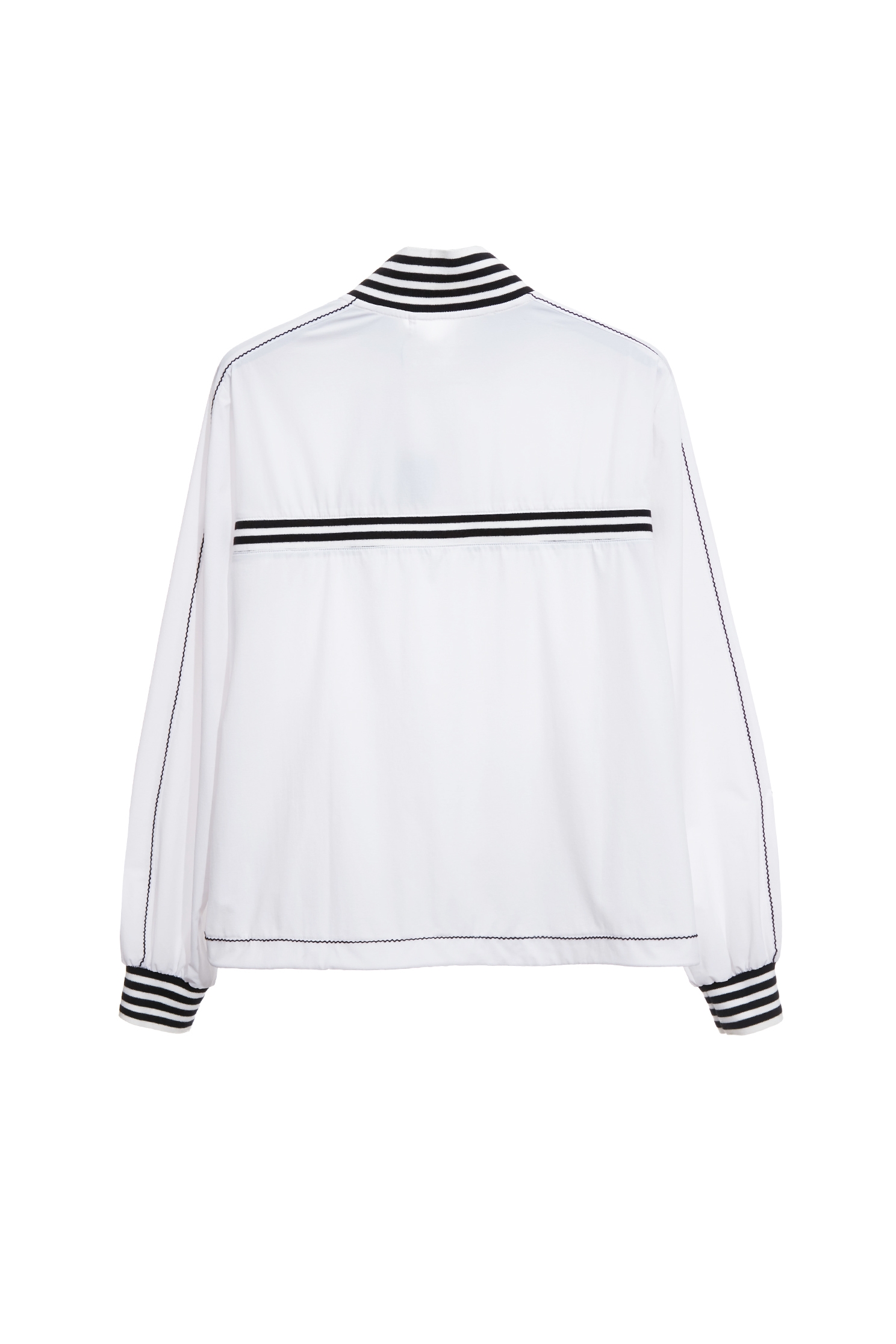 Contrast Rib Detail Sun Protection Collagen JacketOptical White Collagen Ribbed Detail Jacket,COZY PUNCH,Jackets,Outerwear,Season (SS) Look,White outerwear