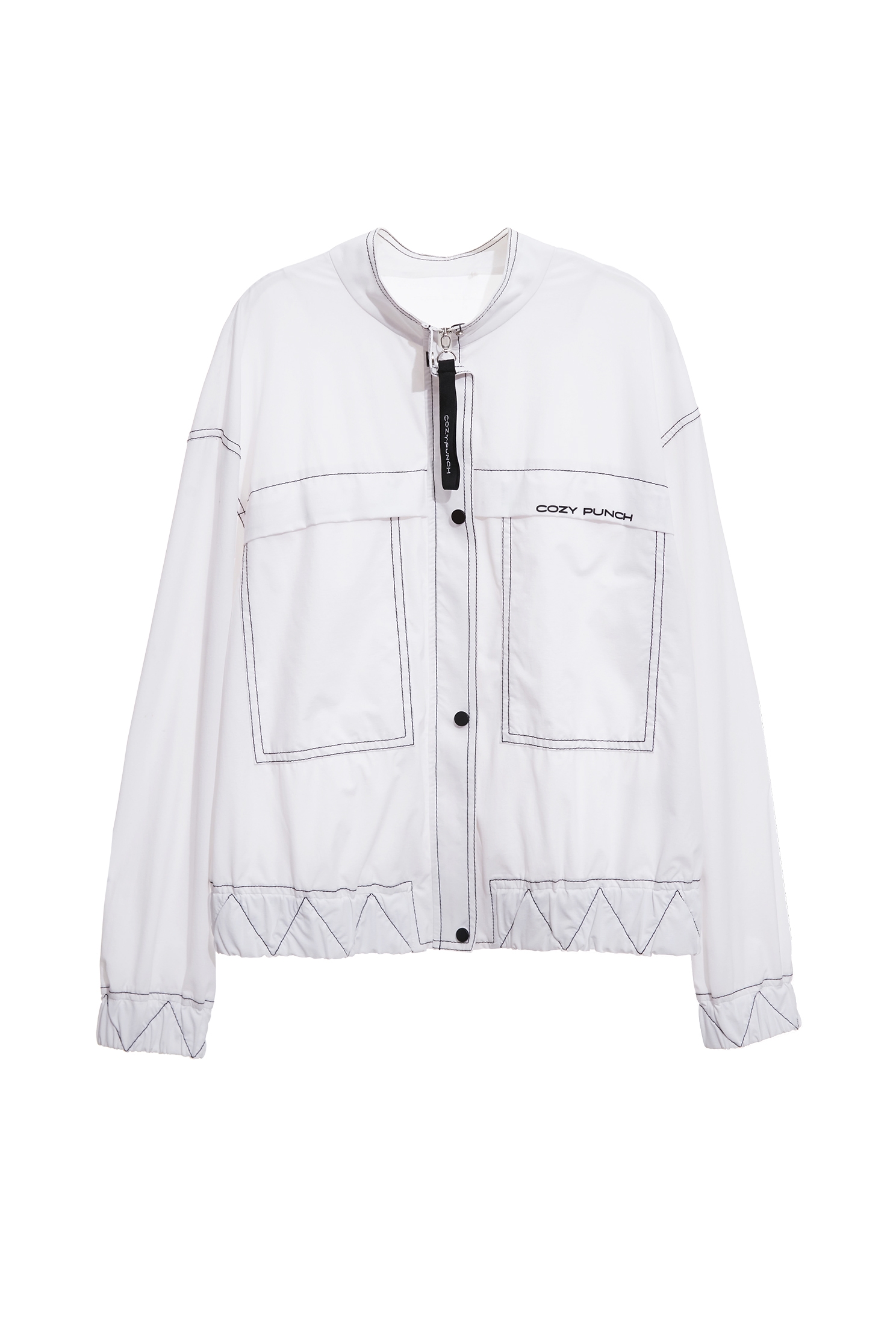 Contrast Stitch Sun Protection Collagen JacketOptical White Collagen Jacket,COZY PUNCH,Jackets,Outerwear,Season (SS) Look,White outerwear