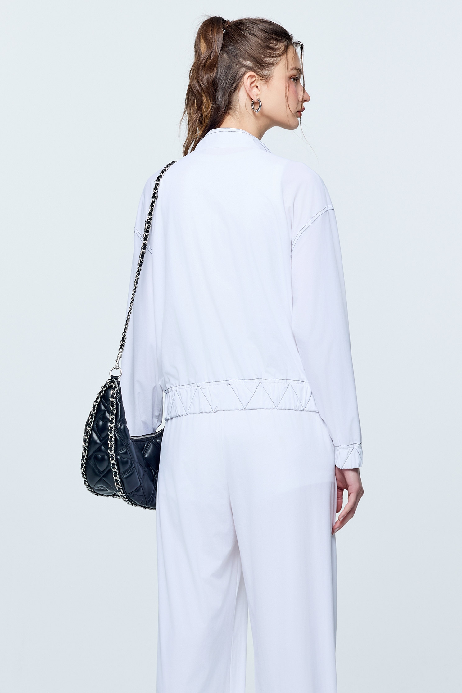 Contrast Stitch Sun Protection Collagen JacketOptical White Collagen Jacket,COZY PUNCH,Jackets,Outerwear,Season (SS) Look,White outerwear