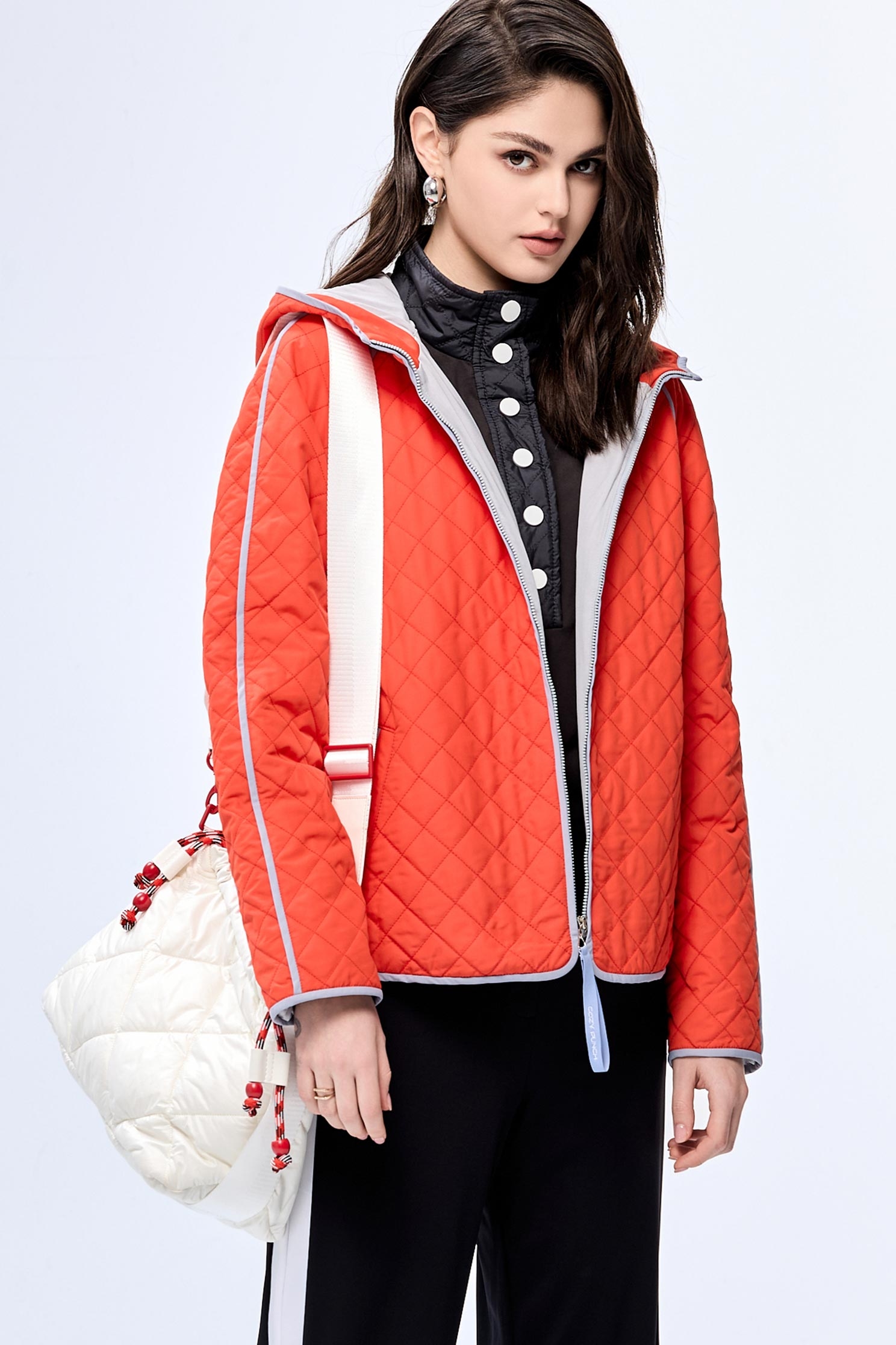 Flame Color Quilted Warm JacketFlame Color Quilted Warm Jacket,Outerwear,Season (AW) Look,Hoodie jackets,Long sleeve outerwear