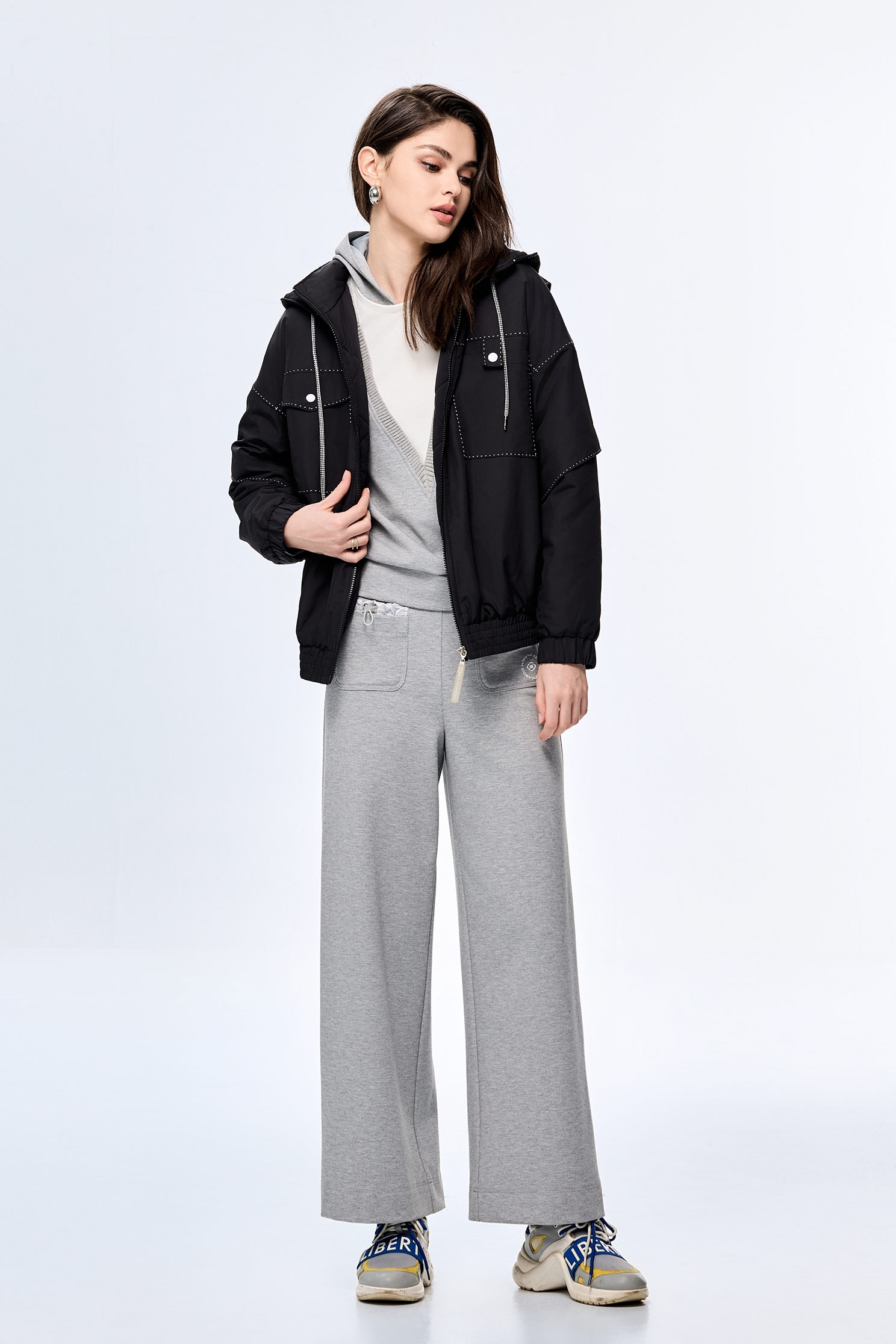 Embroidered Thread Warm JacketEmbroidered Thread Warm Jacket,Jackets,Embroidered,Outerwear,Season (AW) Look,Black outerwear