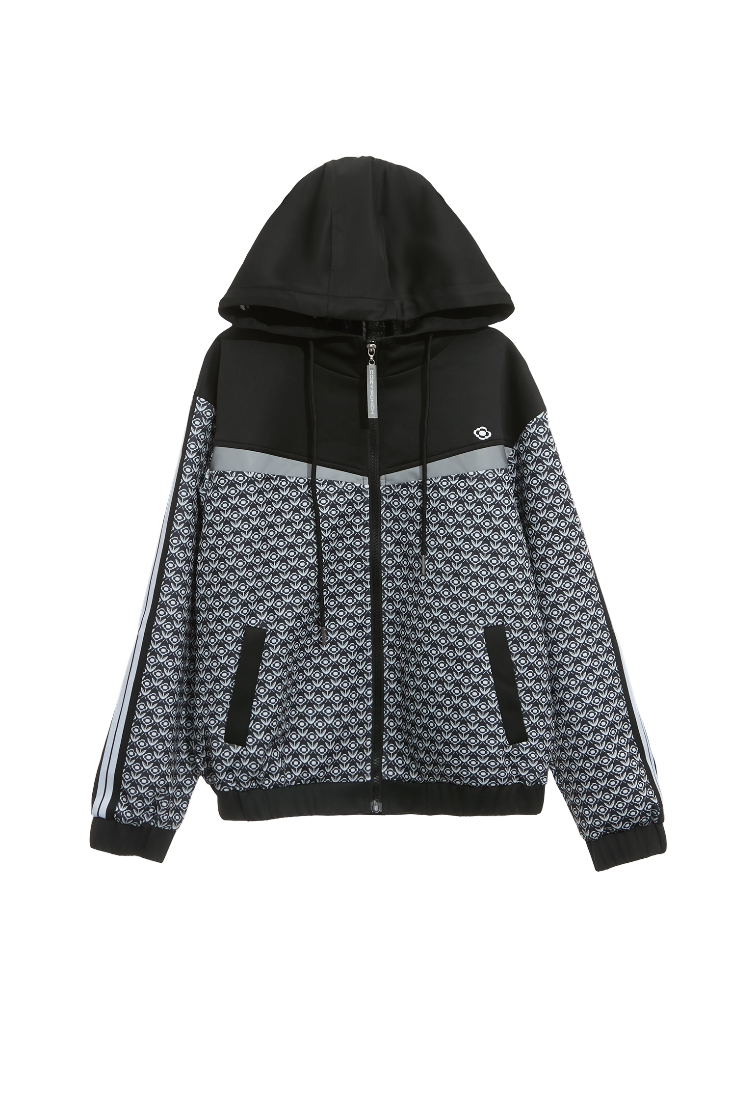 Black and White Logo Print JacketBlack and White Logo Print Jacket,Outerwear,Season (AW) Look,Hoodie jackets