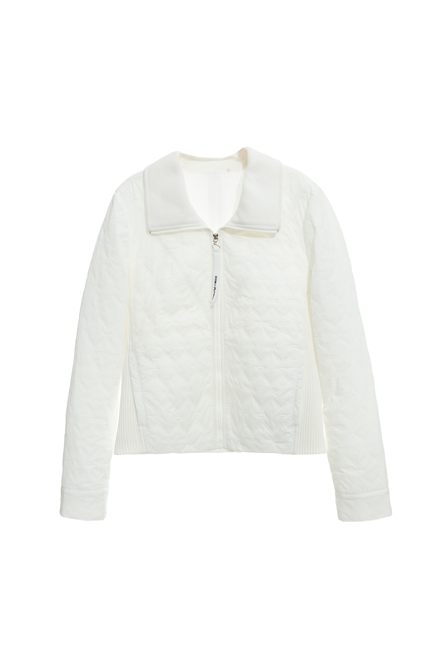 Optical White Quilted Insulated JacketDiamond pattern casual jacket,Jackets,Outerwear,White outerwear,Season (AW) Look