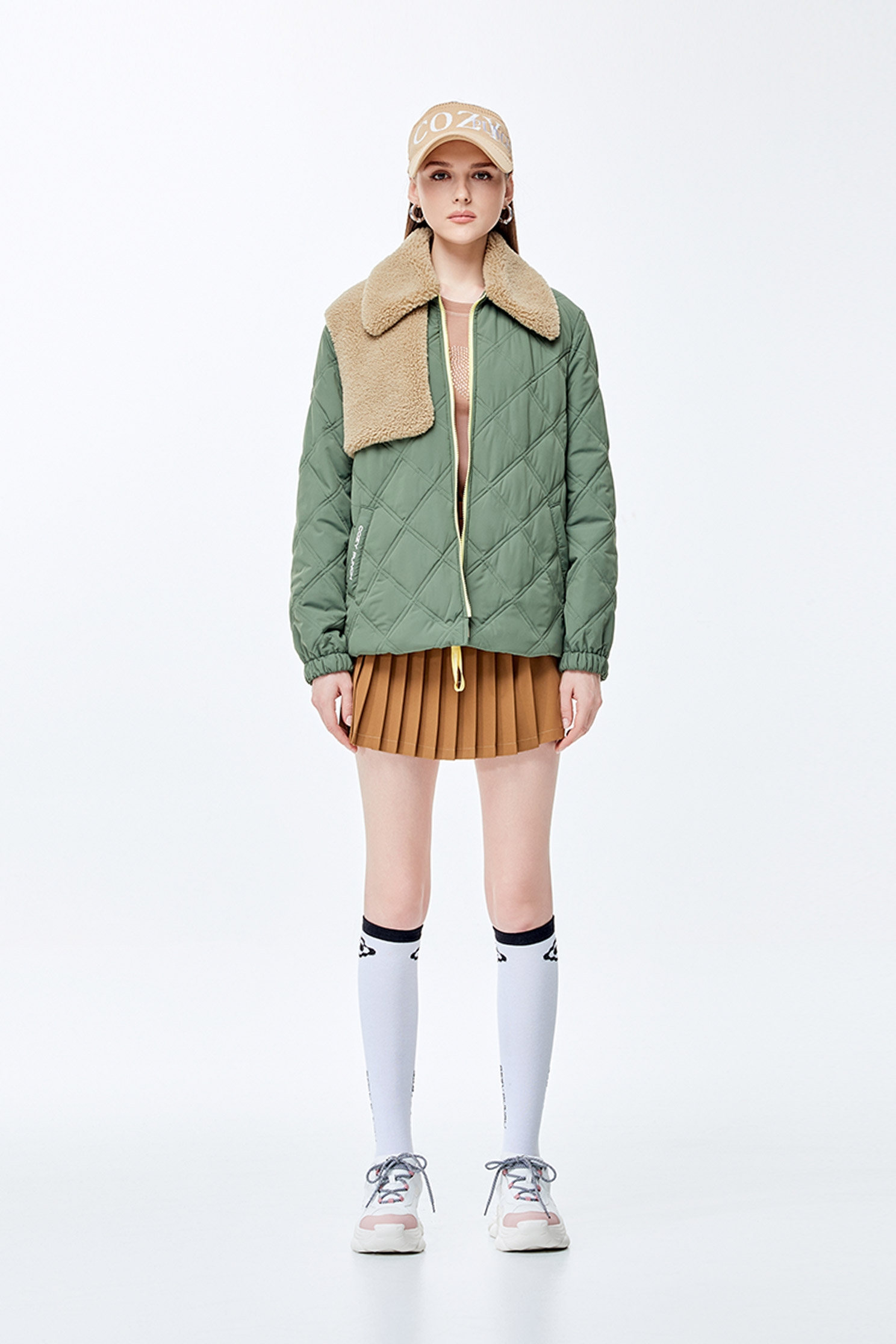 Wild green quilted warm jacketWild green quilted warm jacket,Jackets,Outerwear,Season (AW) Look,longcoats