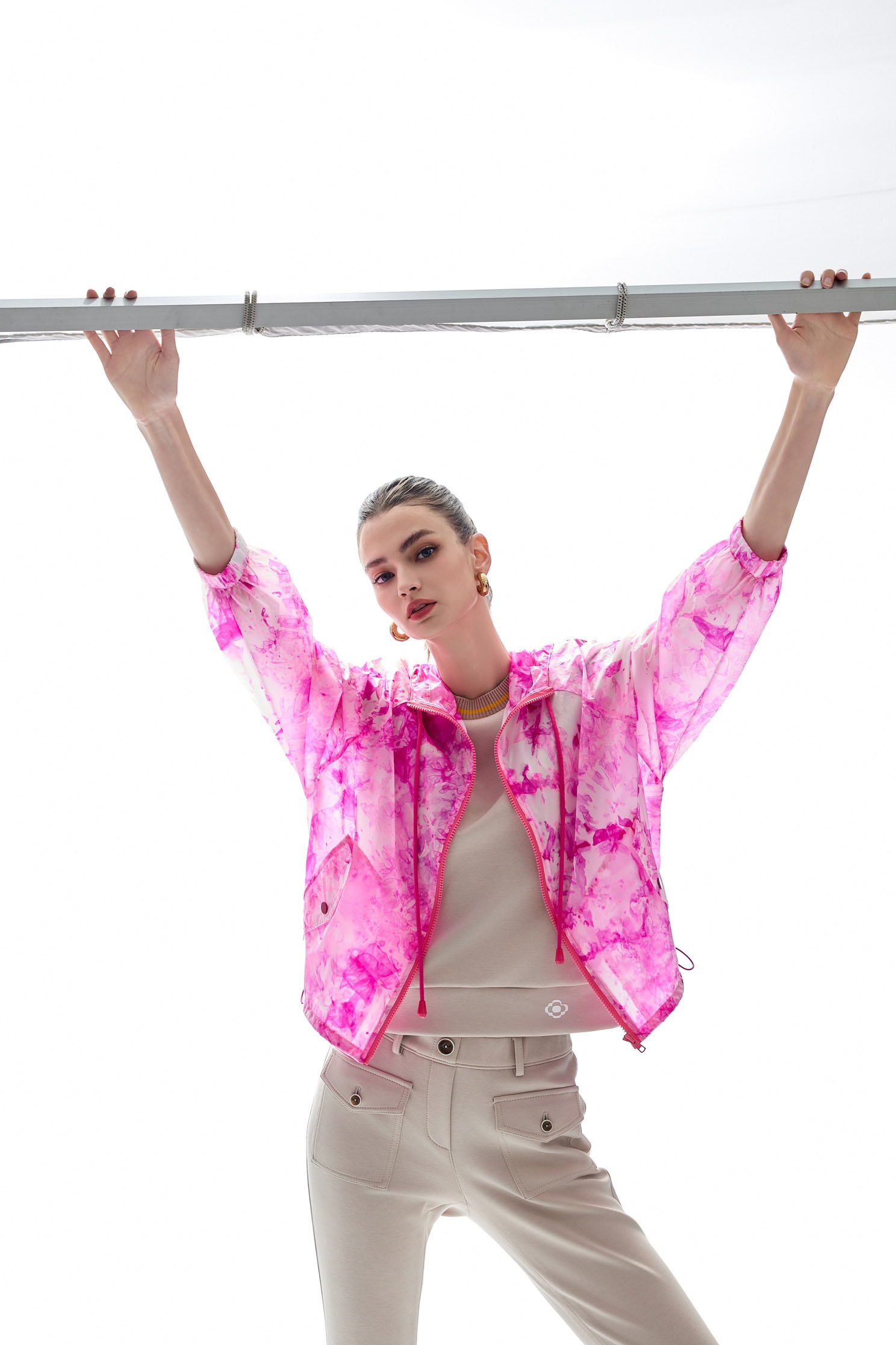 Vivid Raspberry Tie-Dye Printed JacketVivid Raspberry Tie-Dye Printed Jacket,Jackets,Outerwear,Season (AW) Look