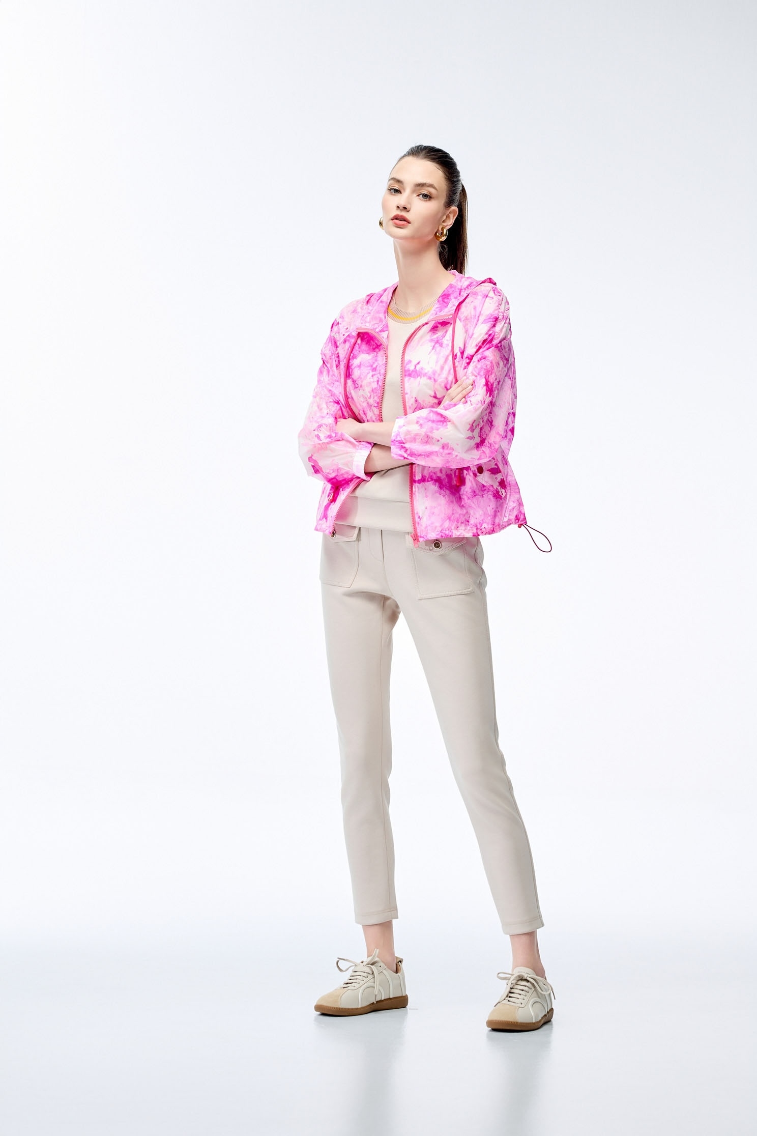 Vivid Raspberry Tie-Dye Printed JacketVivid Raspberry Tie-Dye Printed Jacket,Jackets,Outerwear,Season (AW) Look