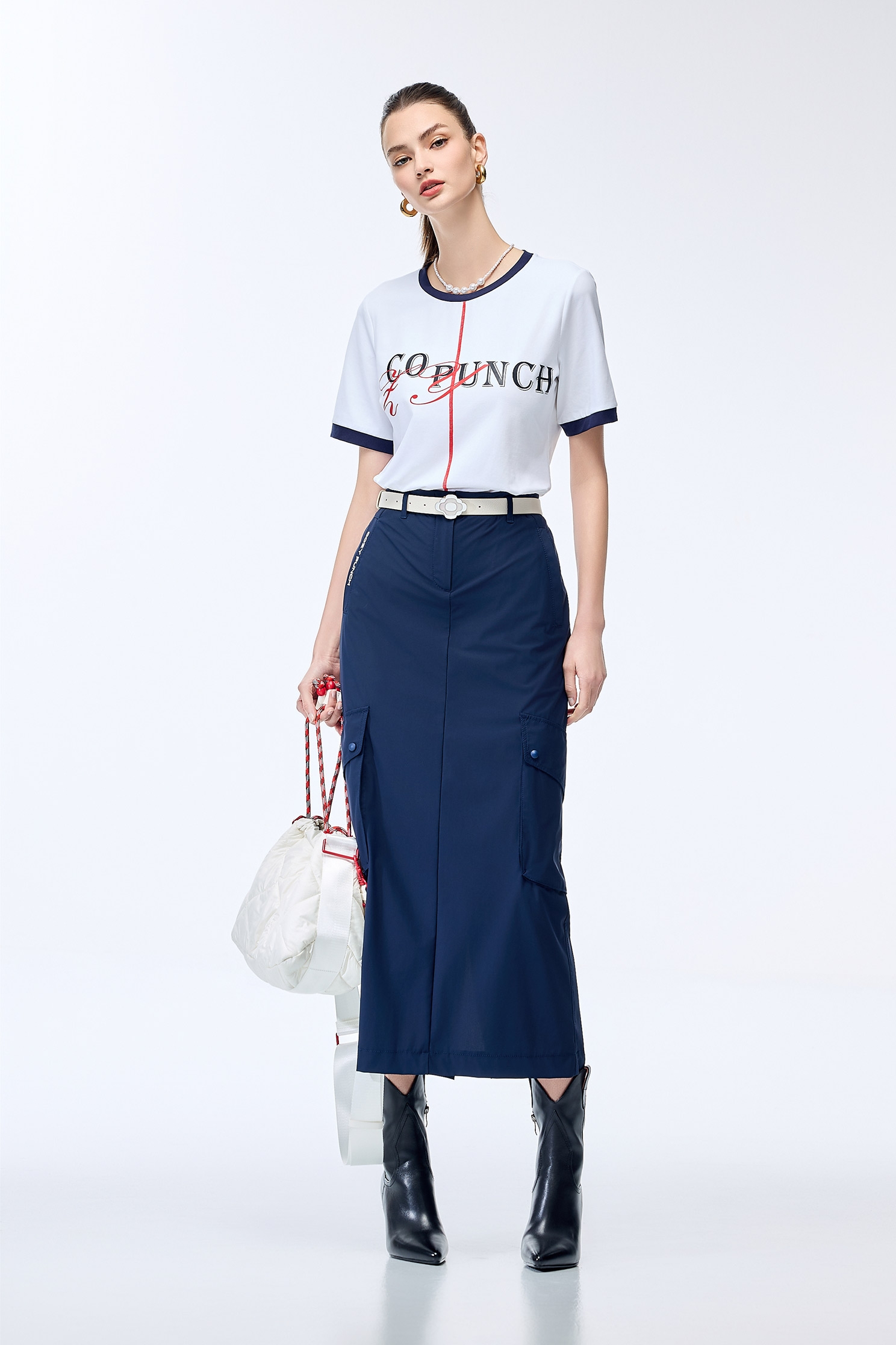 Cooling Utility Sporty Long Skirt,Casual,Season (SS) Look,Midi skirts