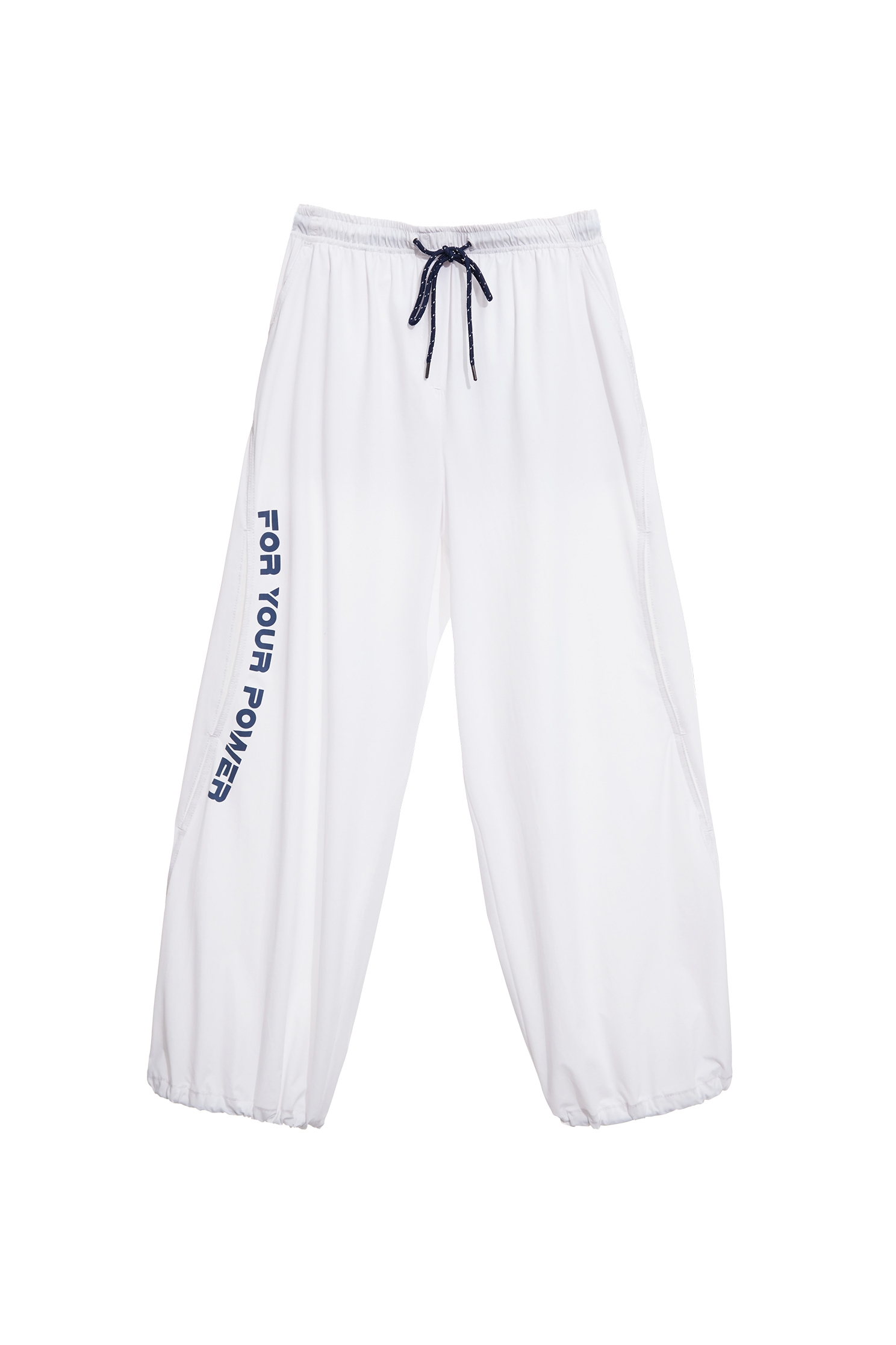 Printed Slogan Sun Protection Collagen Jogger PantsOptical White Collagen Pants,COZY PUNCH,Season (SS) Look,White pants,Mesh fabric,pants