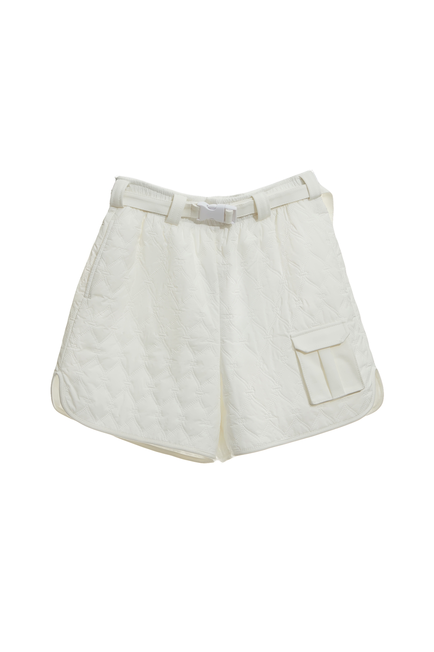 Optical White Quilted Insulated SkirtDiamond pattern casual shorts,Jackets,Outerwear,White pants,Shorts,Season (AW) Look,pants