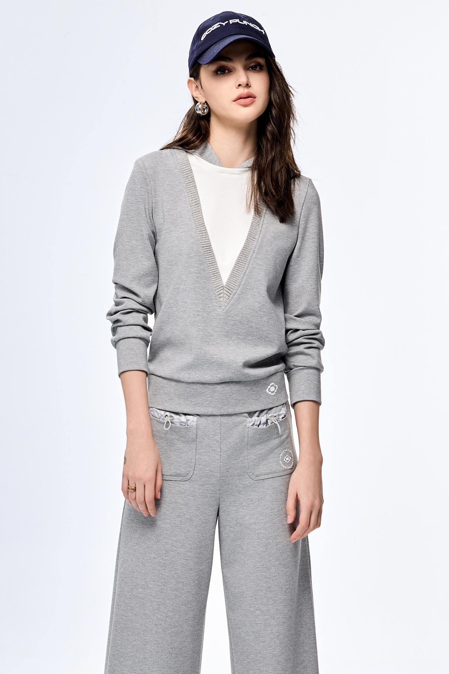 Light Gray Casual Wide-Leg PantsLight Gray Casual Wide-Leg Pants,COZY PUNCH,Culottes,Season (AW) Look,Culottes