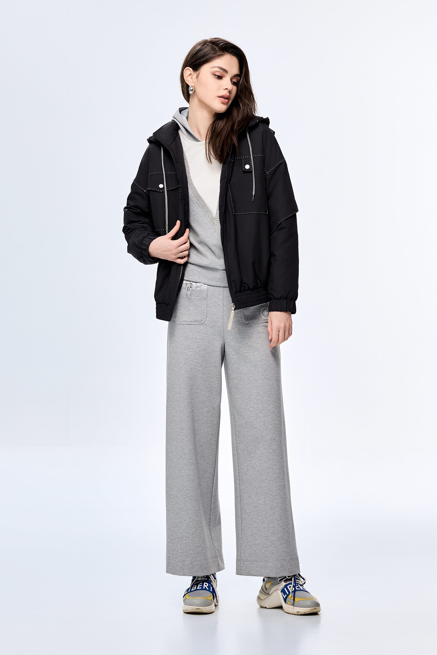 Light Gray Casual Wide-Leg PantsLight Gray Casual Wide-Leg Pants,COZY PUNCH,Culottes,Season (AW) Look,Culottes