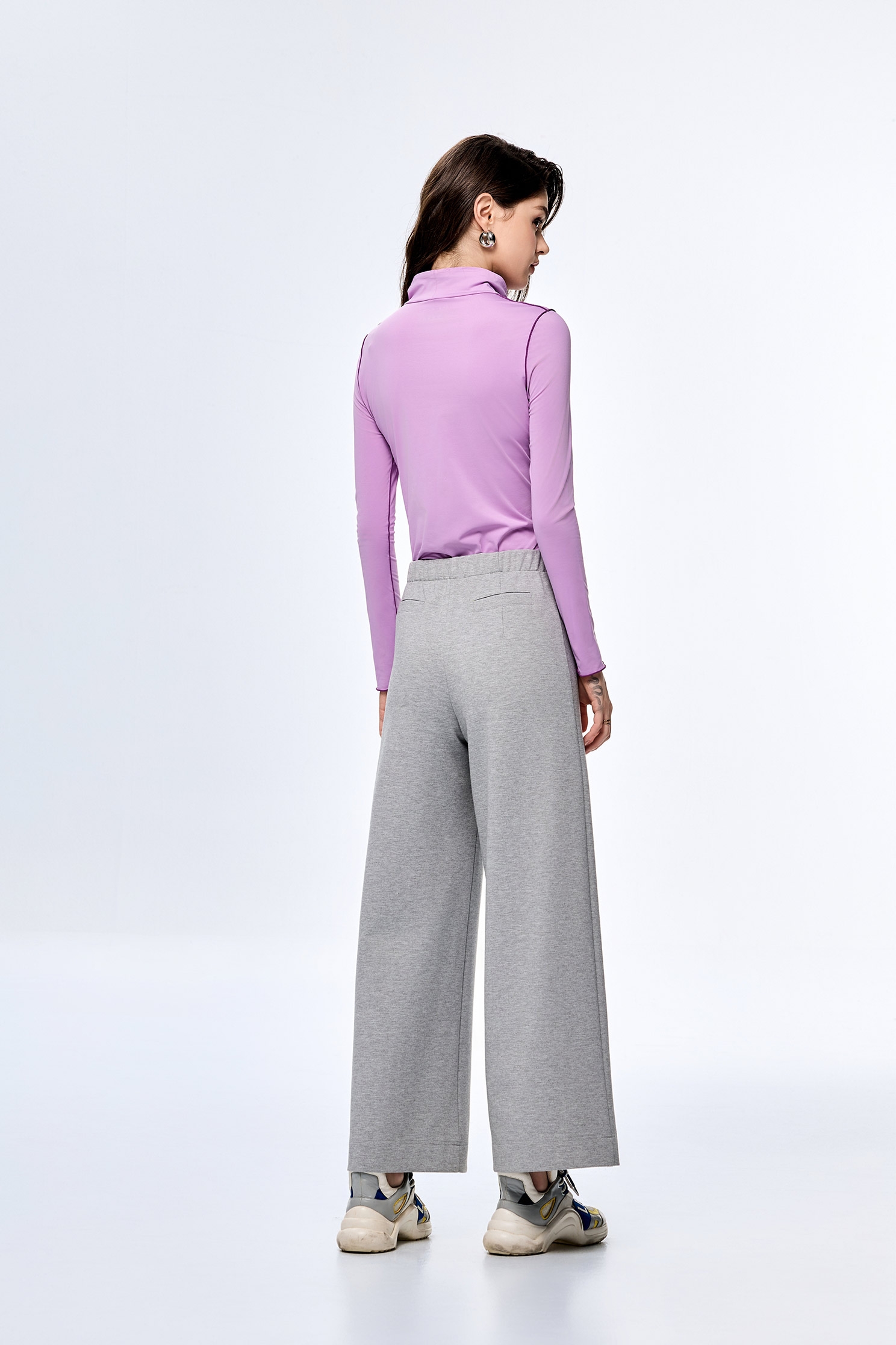 Light Gray Casual Wide-Leg PantsLight Gray Casual Wide-Leg Pants,COZY PUNCH,Culottes,Season (AW) Look,Culottes