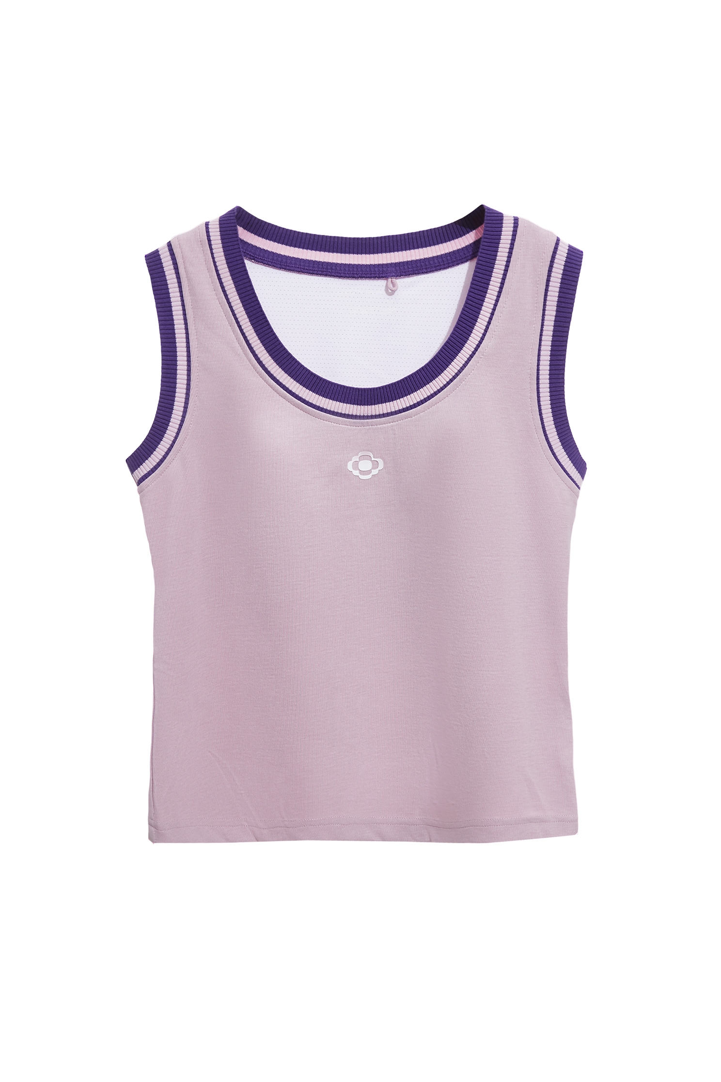 Makeup Pink Color-blocking Ribbed Neck VestMakeup Pink Color-blocking Ribbed Neck Vest,Season (SS) Look,sleeveless tops