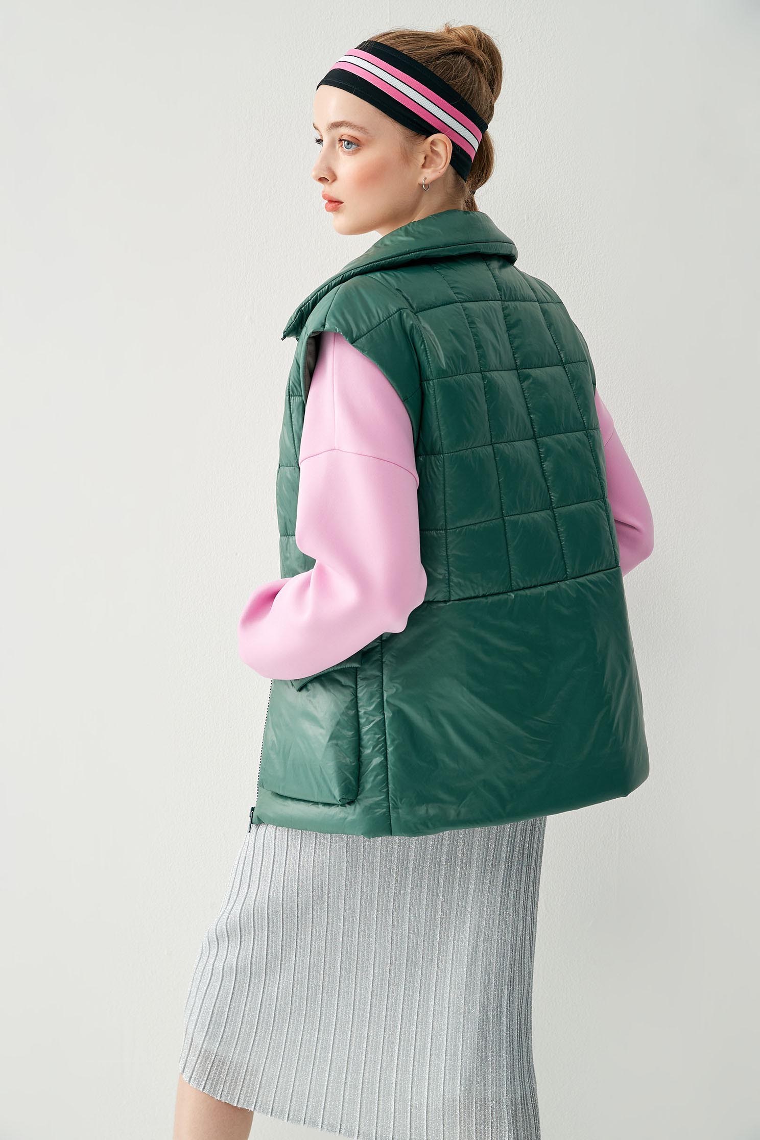 Cloud Quilted Checked Thermal VestCloud quilted checked thermal vest,sleeveless tops,Outerwear,Plaid,Season (AW) Look,sleeveless tops,Lucky Red,cloudcollection