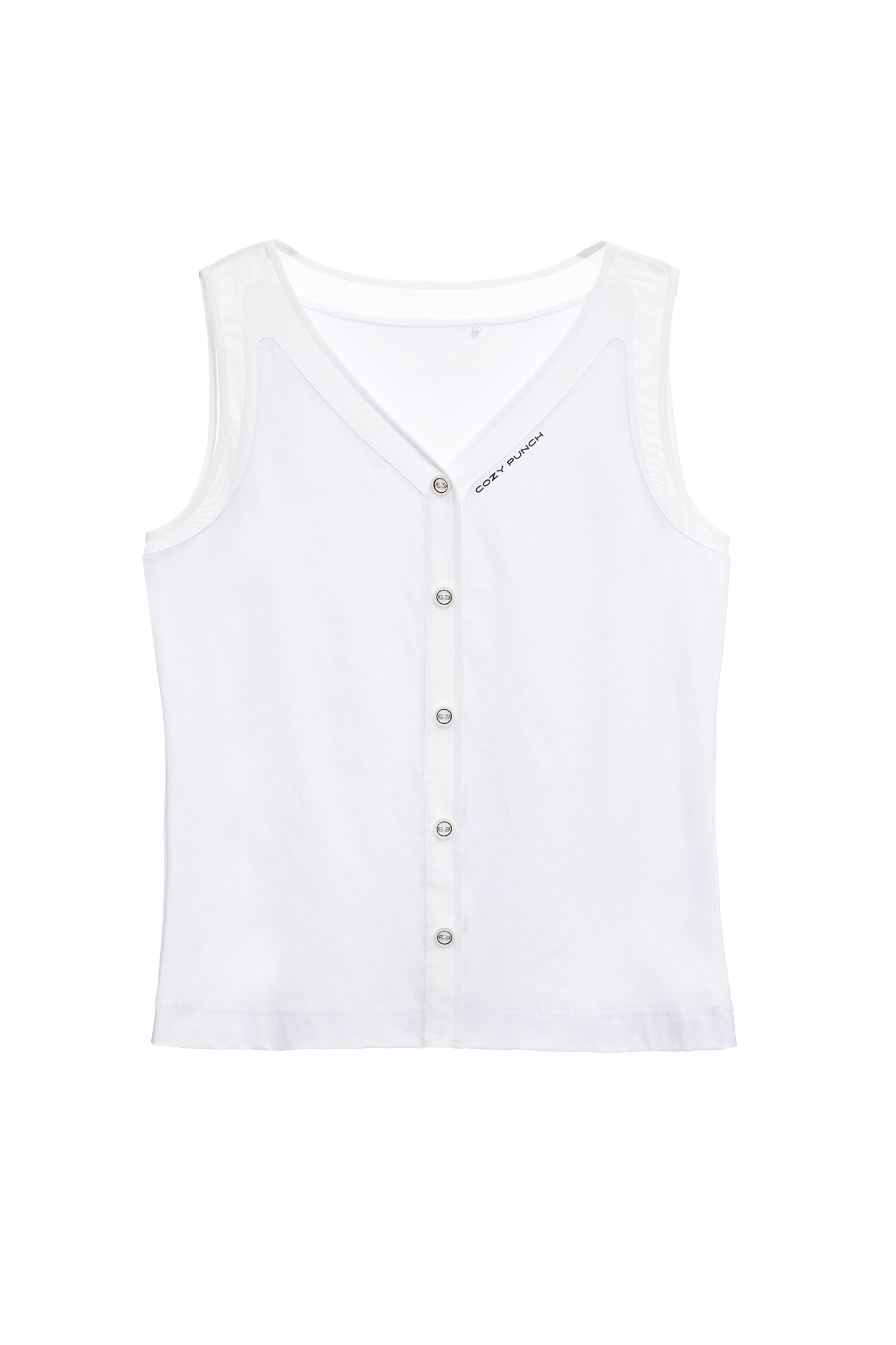 Mesh Trim Detail Moisture Wicking Collagen Tank TopCollagen Cooling Stylish Tank Top,sleeveless tops,Season (SS) Look,White tops,sleeveless tops
