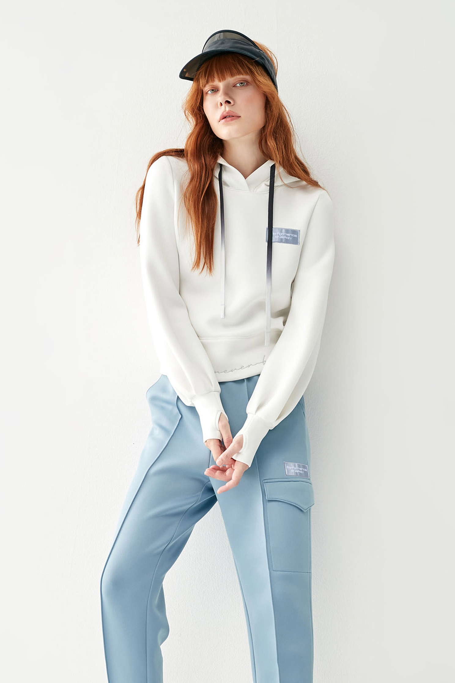 Cloud  Thermal Top With Hooded DesignCLO  thermal top with string embroidery,Tops,Embroidered,Hoodie tops,Season (AW) Look,Athleisure,cloudcollection