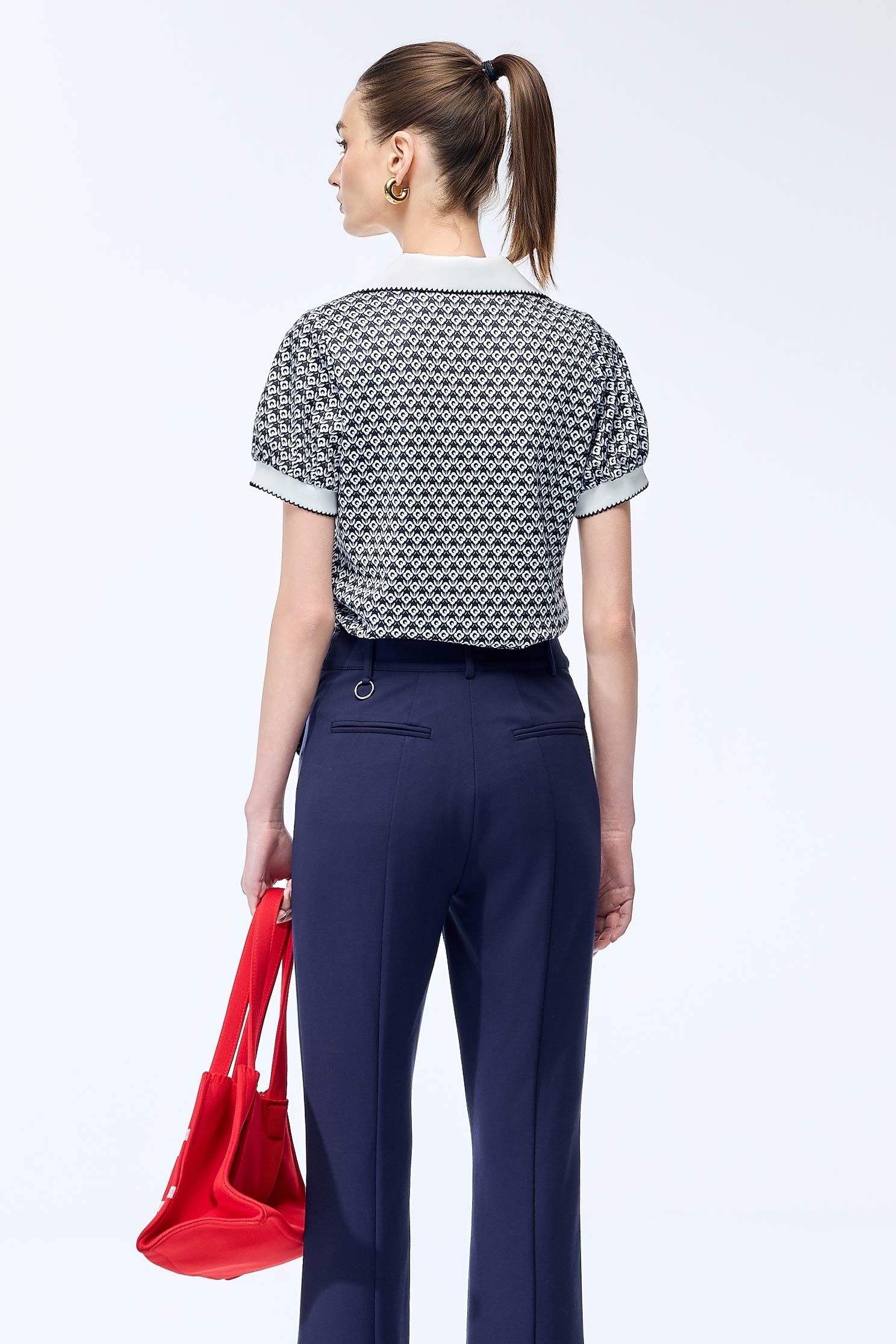 Branded Logo Printed Top with Embroidered Edges,Tops,Season (SS) Look