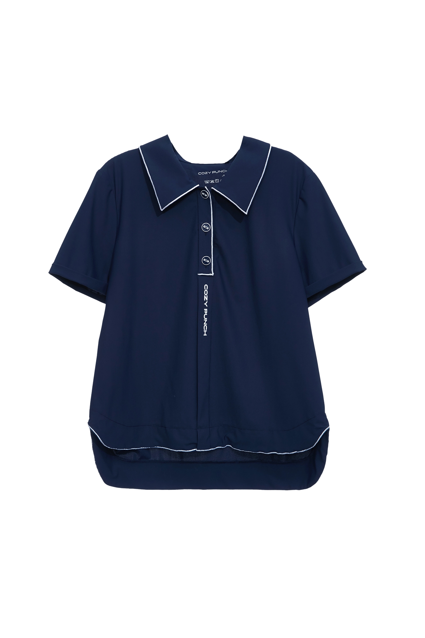 Ocean Cave Color Top with Embroidered Trim,Tops,Season (SS) Look