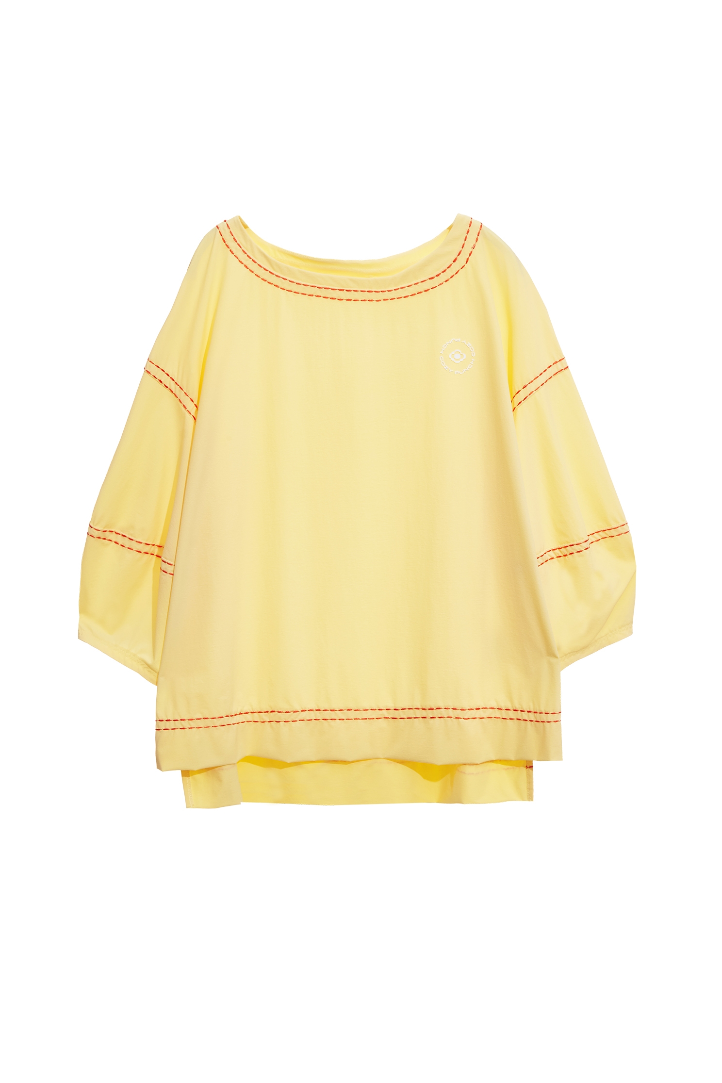 Contrast Stitch Detail High Performance Collagen TopColor-Blocked Embroidered Stitch Detail Top,Tops,Embroidered,Season (SS) Look