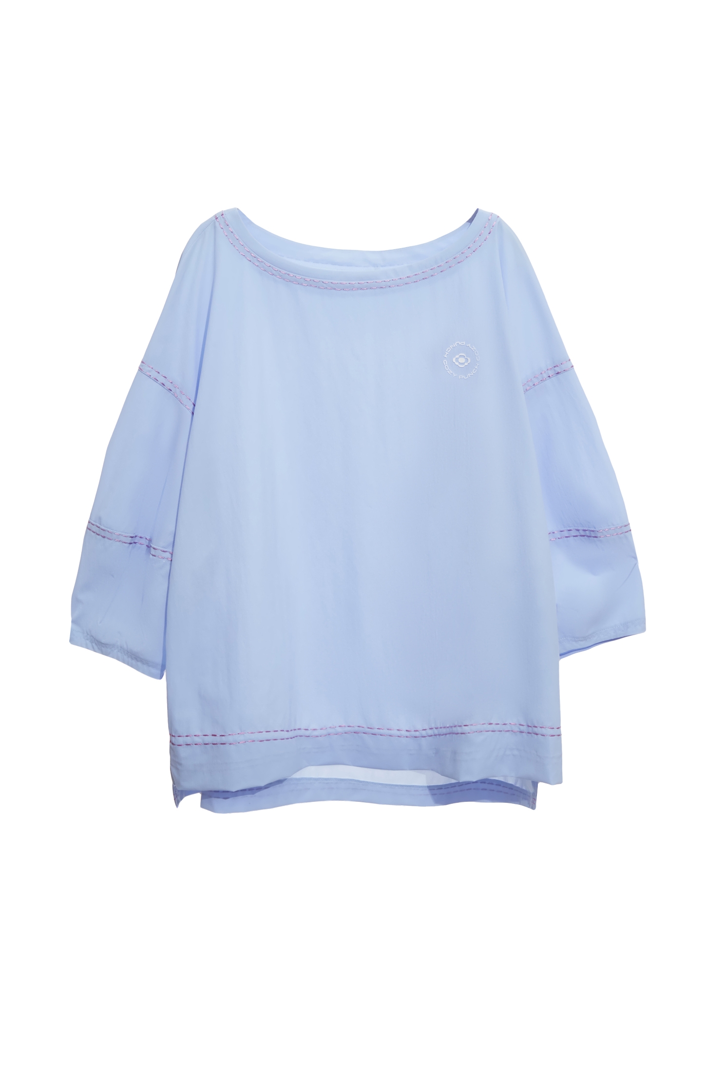 Contrast Stitch Detail High Performance Collagen TopColor-Blocked Embroidered Stitch Detail Top,Tops,Embroidered,Season (SS) Look