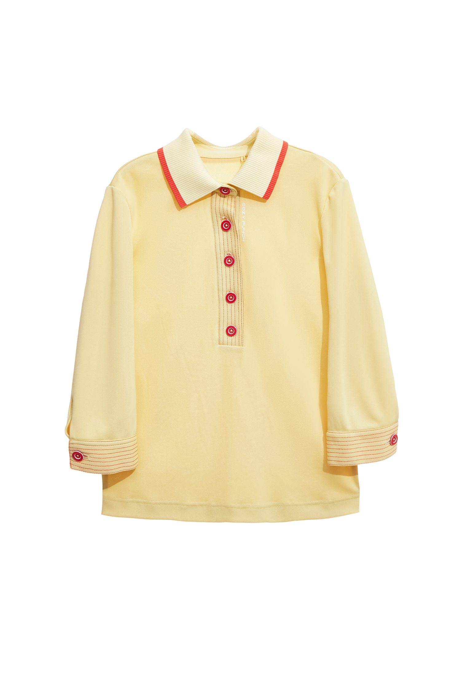 Contrast Trim Detail Sun Protection Collagen Polo ShirtCream Pudding Color Collagen Polo Shirt,Tops,Season (SS) Look