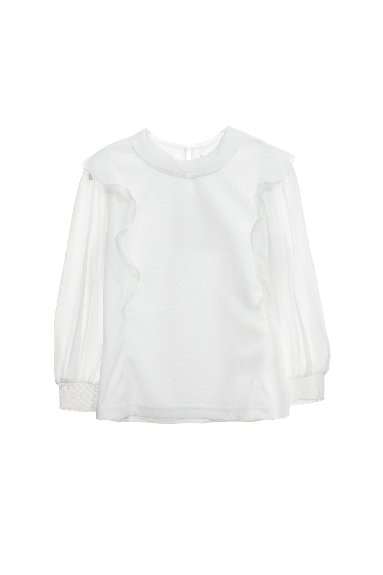 Mixed-Fabric Ruffle Design TopMixed-Fabric Ruffle Design Top,Tops,Season (AW) Look