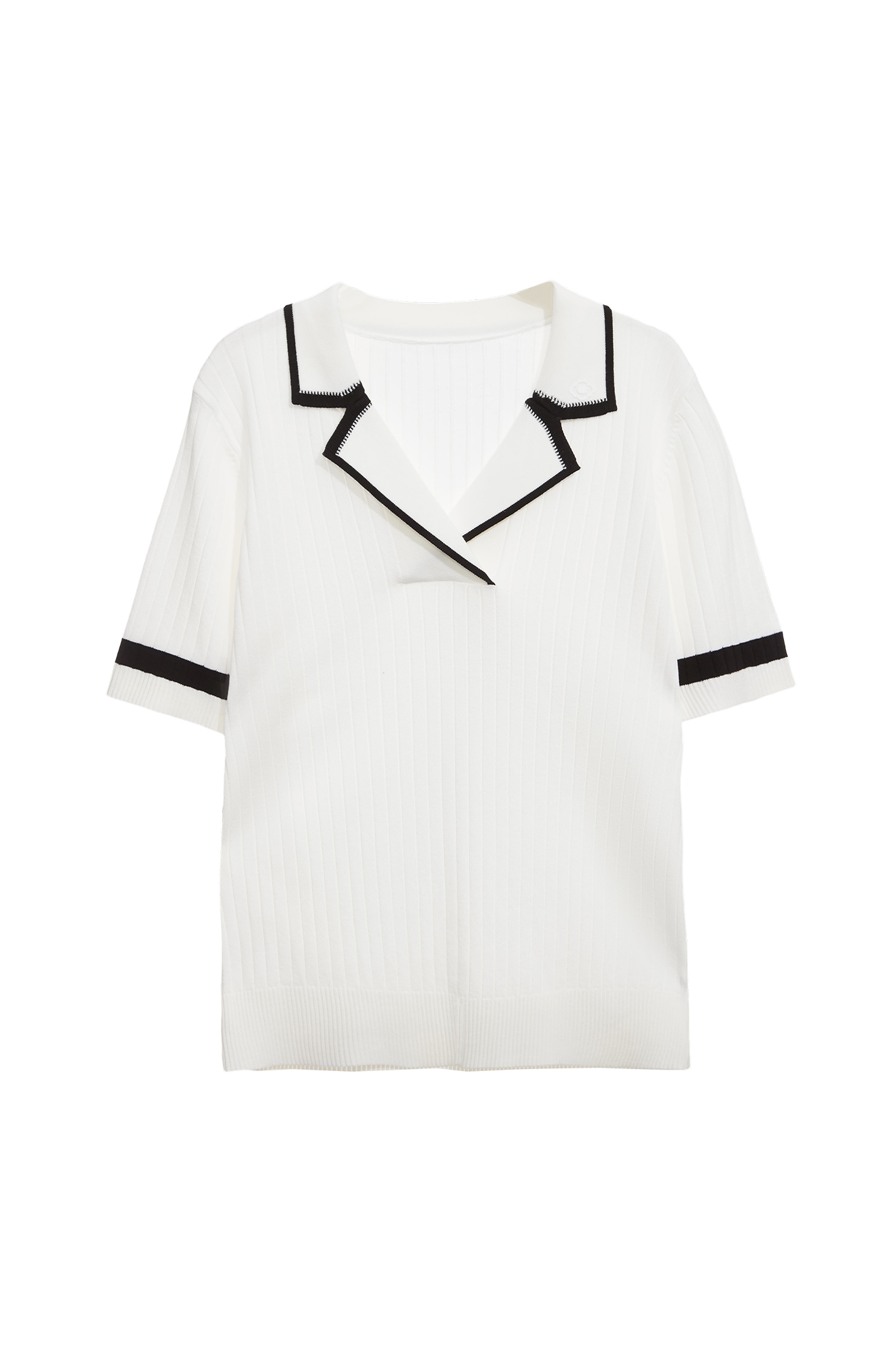 Chanel-Style Black-Trim Knitted TopChanel-Style Black-Trim Knitted Top,Tops,White tops,Season (AW) Look,Knitted,Knitted tops,black tops