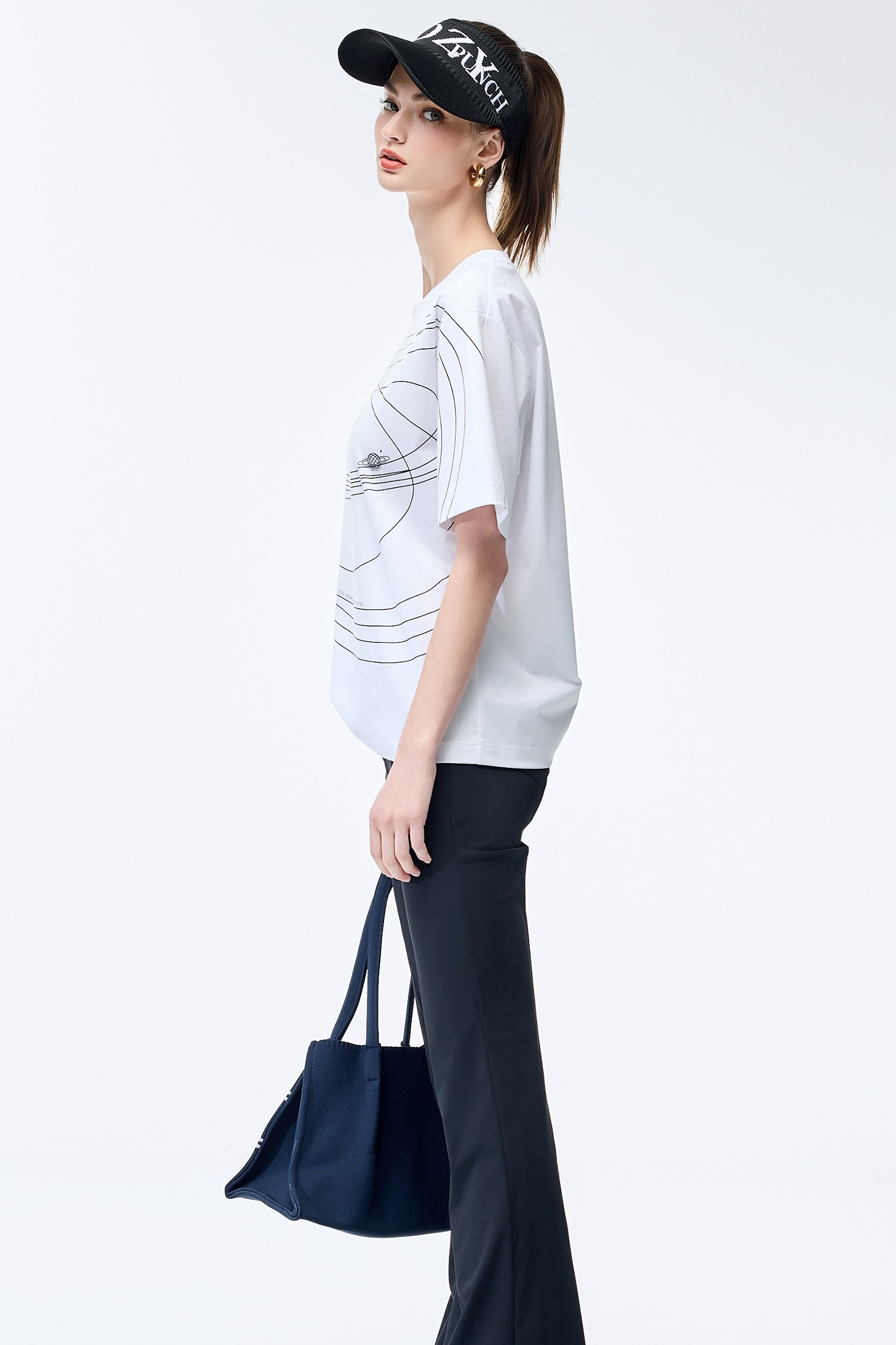 Planetary Graphic Print TeePlanet Orbit Print T-Shirt,T-shirts,T-shirts,Tops,Casual,Season (SS) Look,Cotton