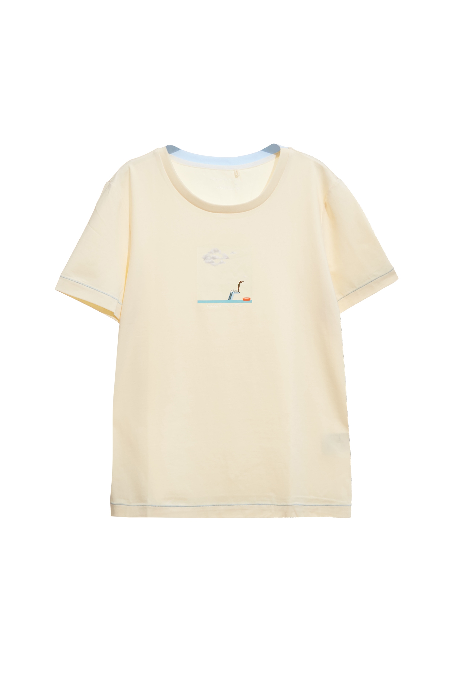 Front Graphic Performance Fabric TeeCream Pudding Color Printed T-Shirt,T-shirts,T-shirts,Tops,Casual,Season (SS) Look