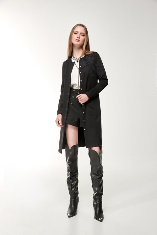 Floral Embroidery Long Jacket,Overcoats