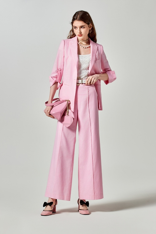 Pink Linen Blazer,Blazers